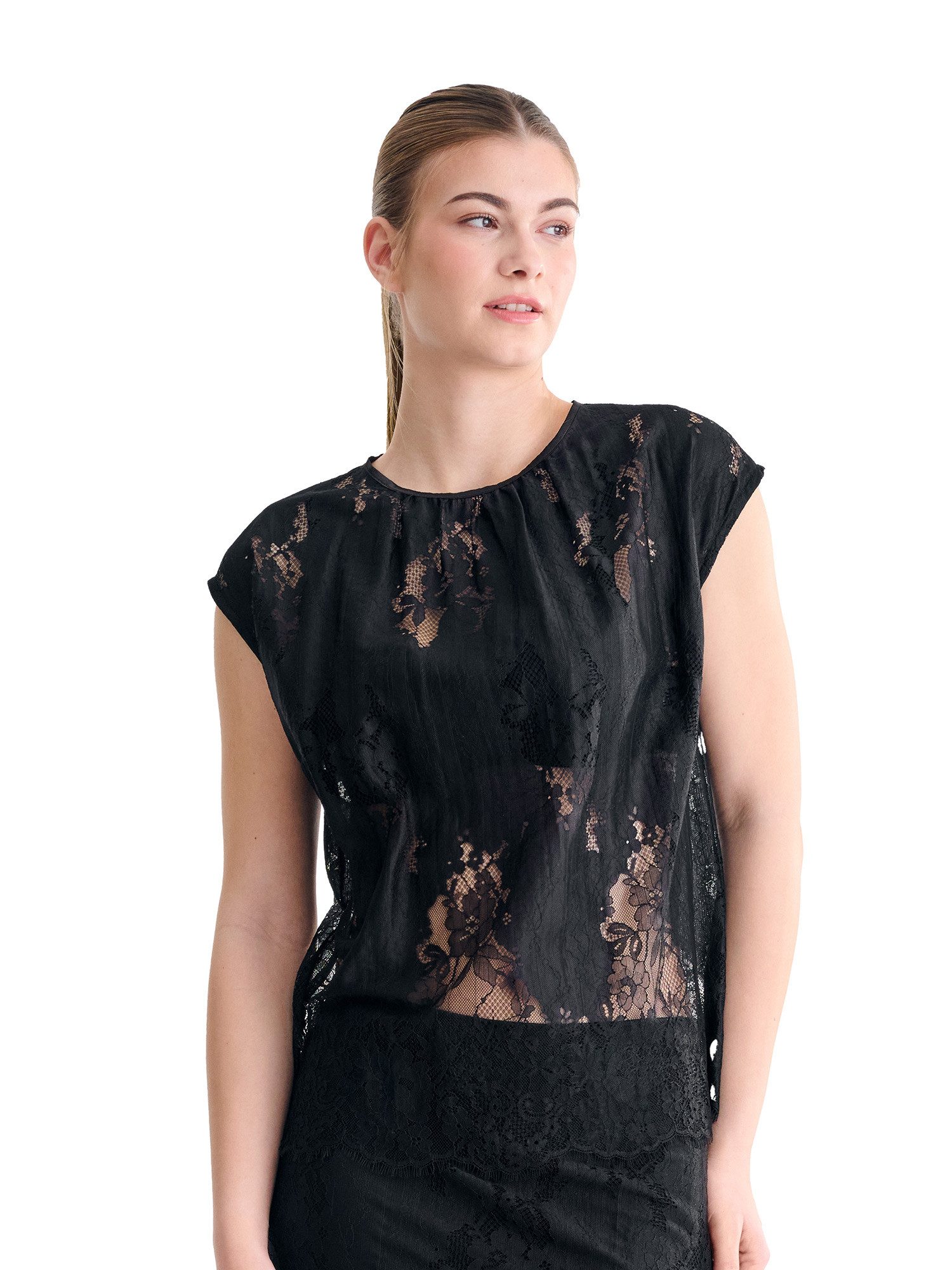 Lisca T-Shirt Shirt ärmellos Delicate (Stück, 1-tlg) Voll-Spitzen T-Shirt, hoher Rundhalsausschnitt