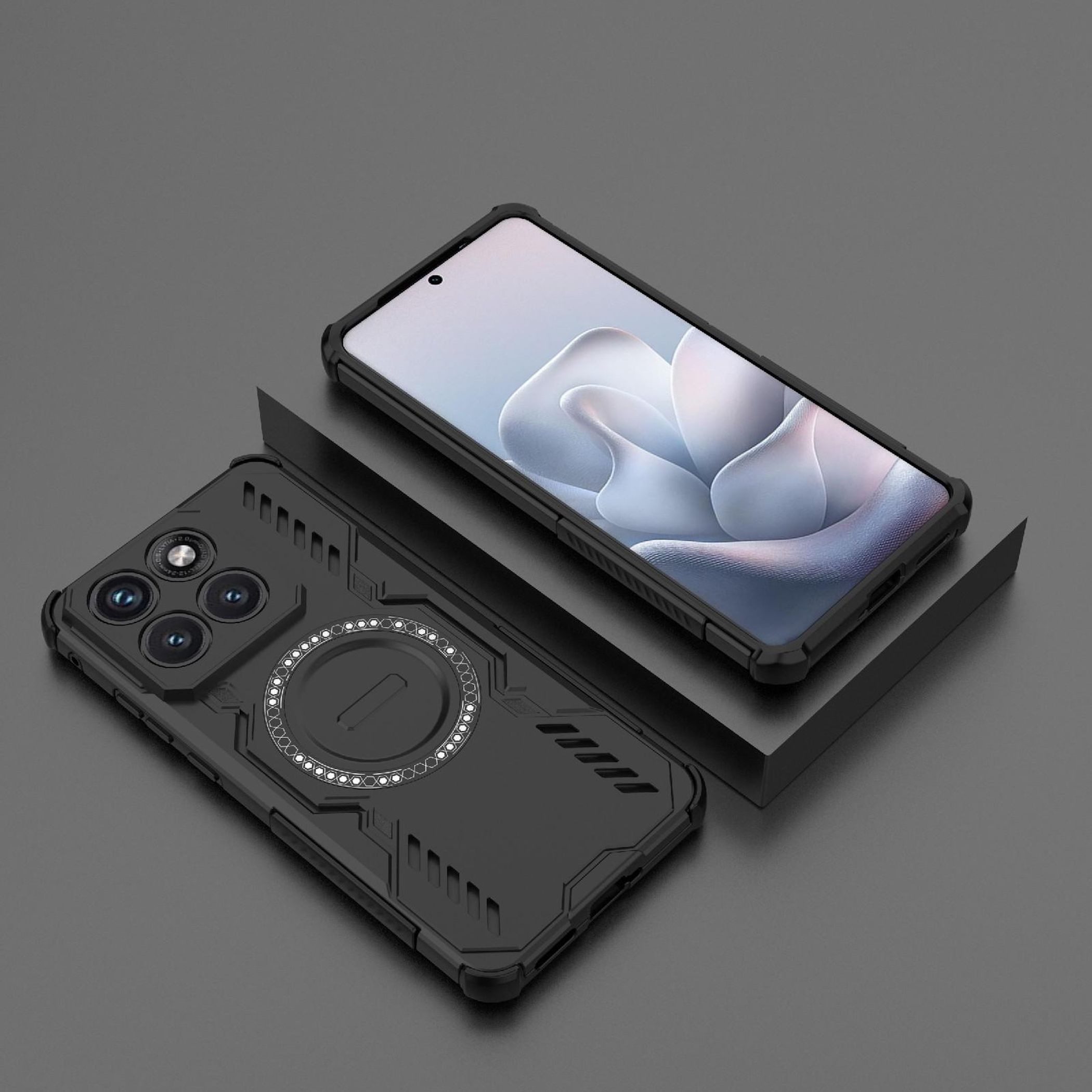 Wigento Handyhülle Magnetisch für Motorola Edge 70 Fusion MagSafe Case Armor Schwarz 6,78 Zoll, Kabeloses Laden