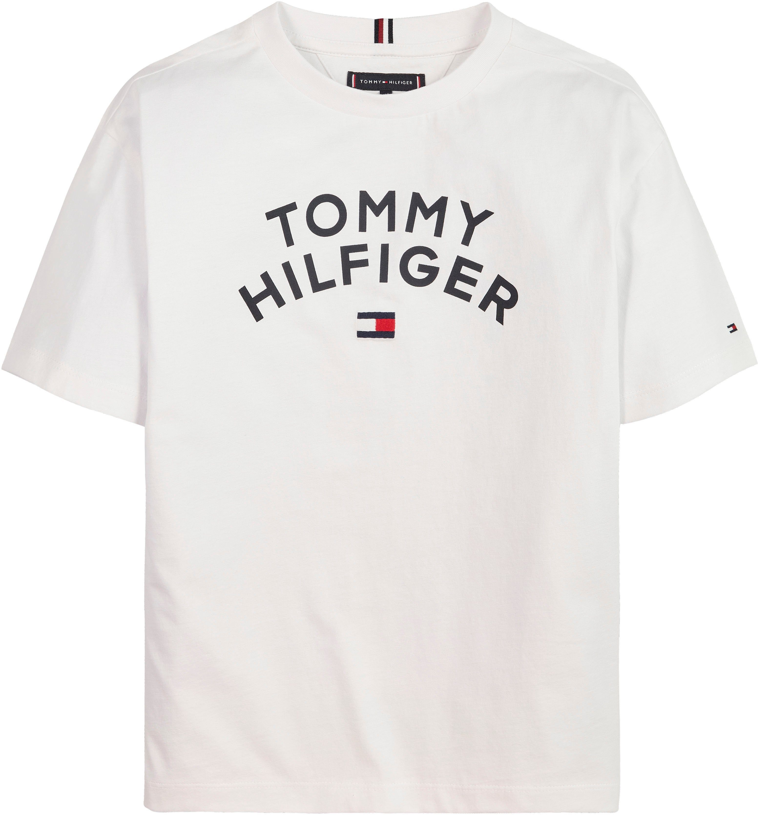 FLAG HILFIGER Baumwolle TOMMY TEE, Jersey Single Hilfiger Tommy aus reiner T-Shirt Transitional