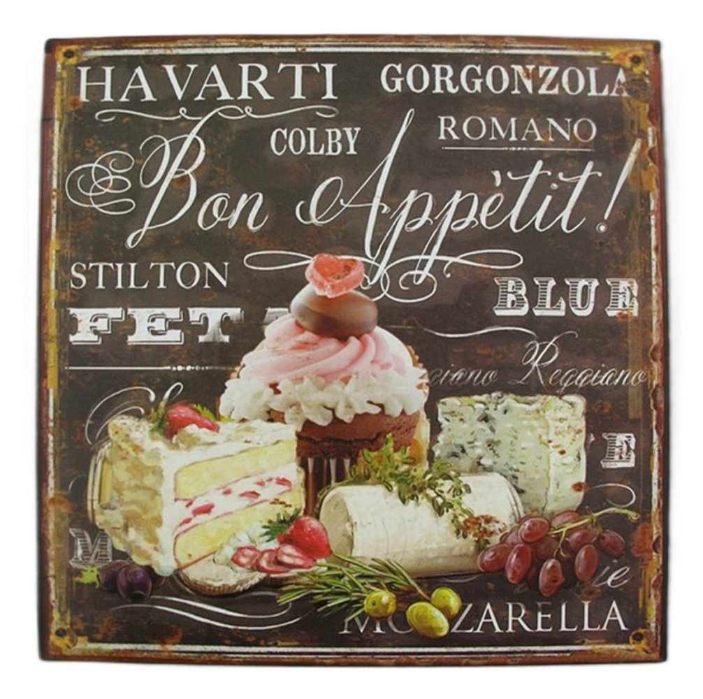 Metallschild Blechschild, Reklameschild, Käsespezialitäten Bon Appetit, Wandschild