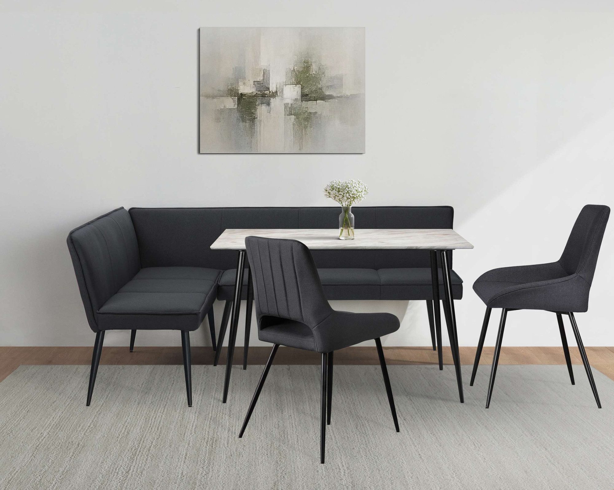 OTTO home Eckbankgruppe Danny/Ianna/Derrek, (Set, 4-tlg., Eckbankgruppe mit Tisch, Eckbank, Stühle), Sitzgruppe, Eckbank und Stühle bequem …