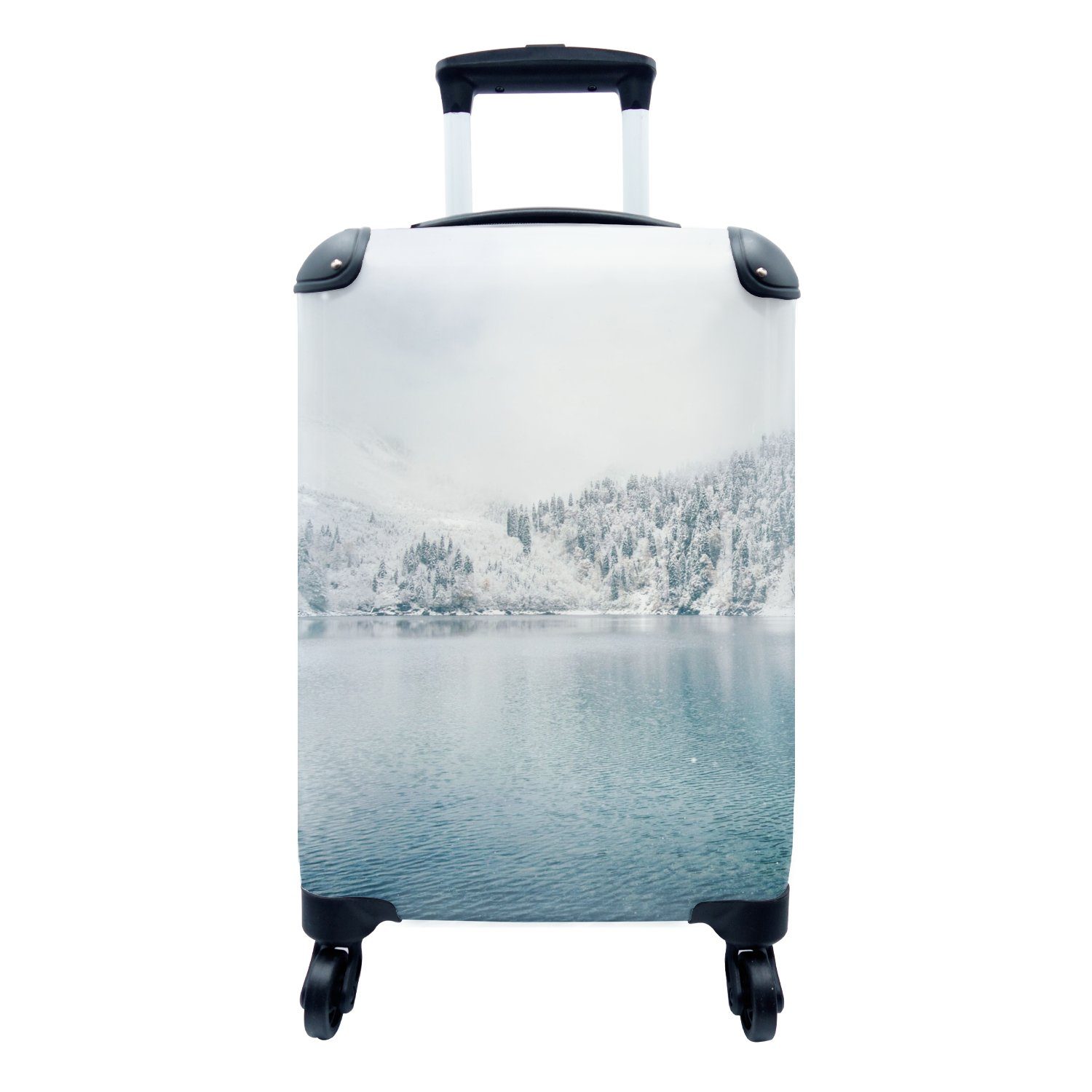 MuchoWow Handgepäckkoffer Winter - Wasser - Schnee, 4 Rollen, Reisetasche mit rollen, Handgepäck für Ferien, Trolley, Reisekoffer | Handgepäck-Koffer