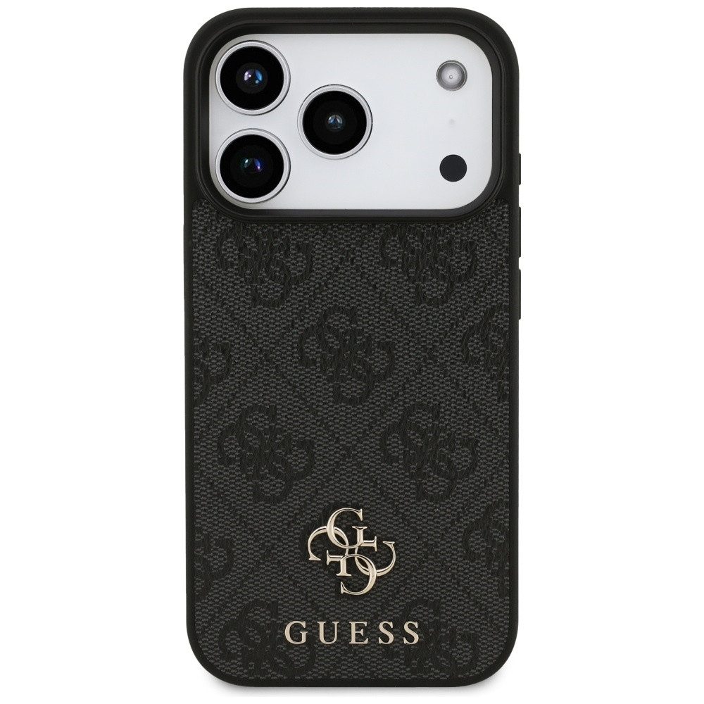 Guess Handyhülle Case iPhone 17 Pro MagSafe Kunstleder grau Logo goldfarben 6,3 Zoll, Kantenschutz – Bild 3 von 5