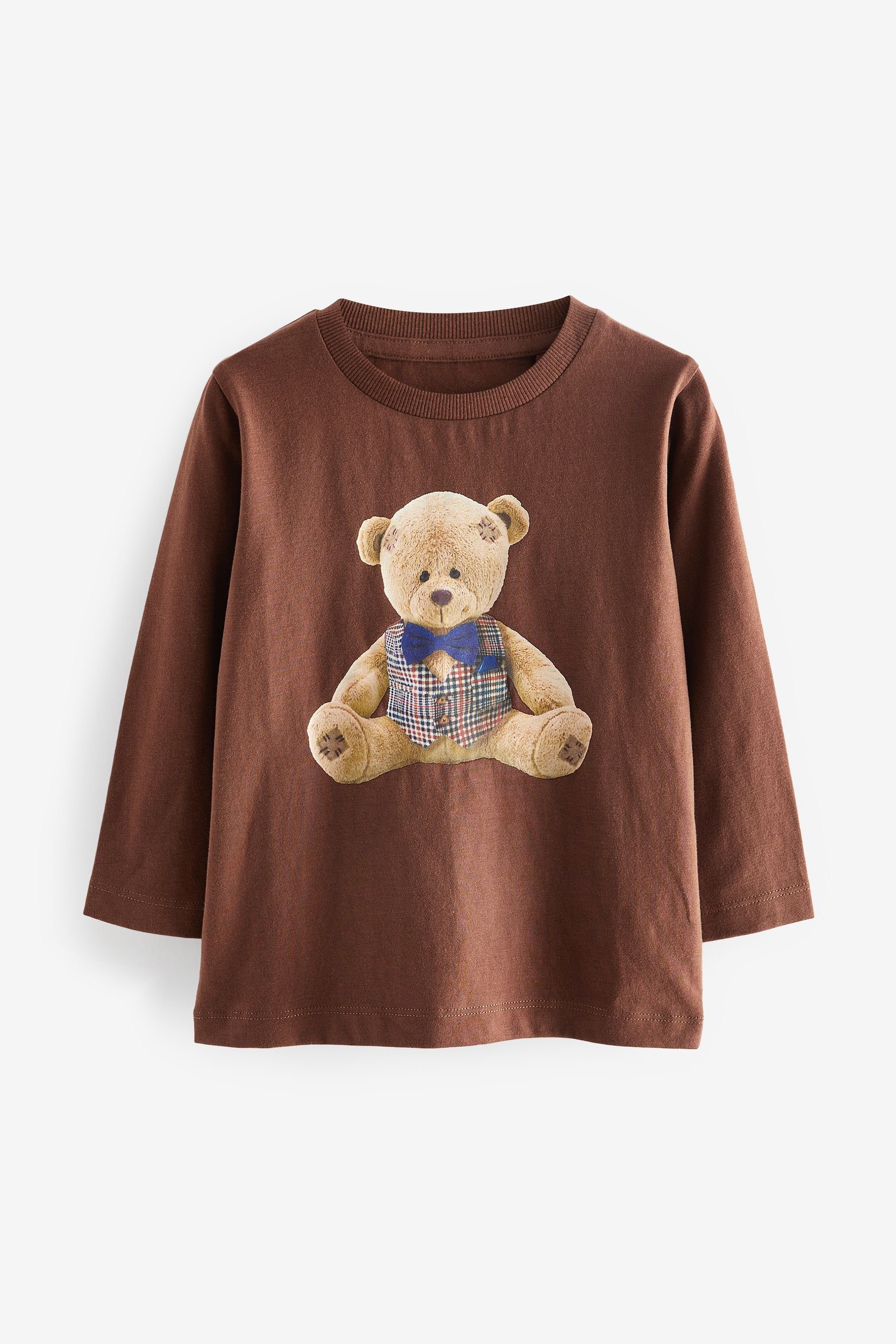 Brown Nerzfarben Motiv Next Langärmeliges (1-tlg) Bear mit Langarmshirt T-Shirt