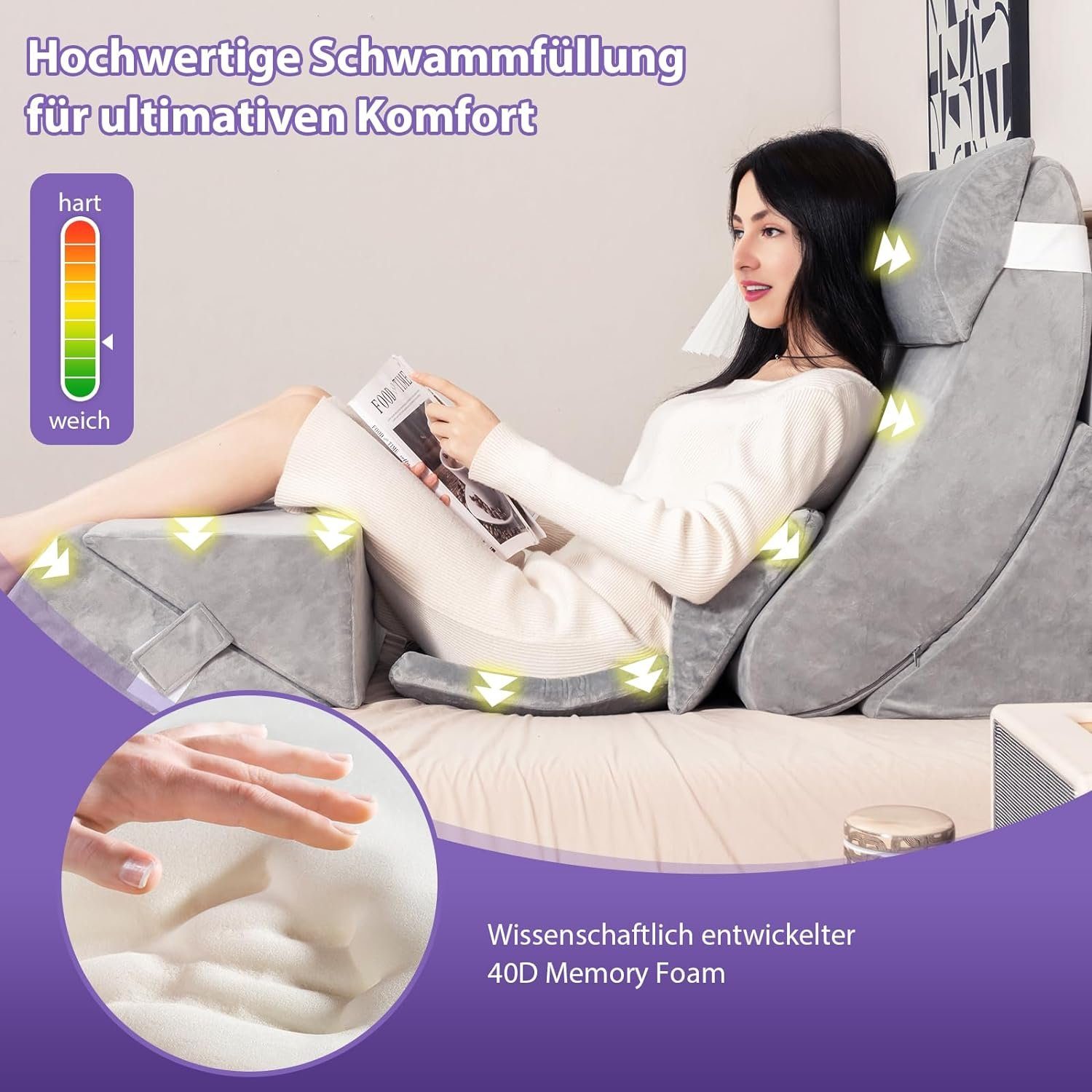 KOMFOTTEU Keilkissen 7-teiliges orthopädische Keilkissen-Set, mit waschbare günstig online kaufen