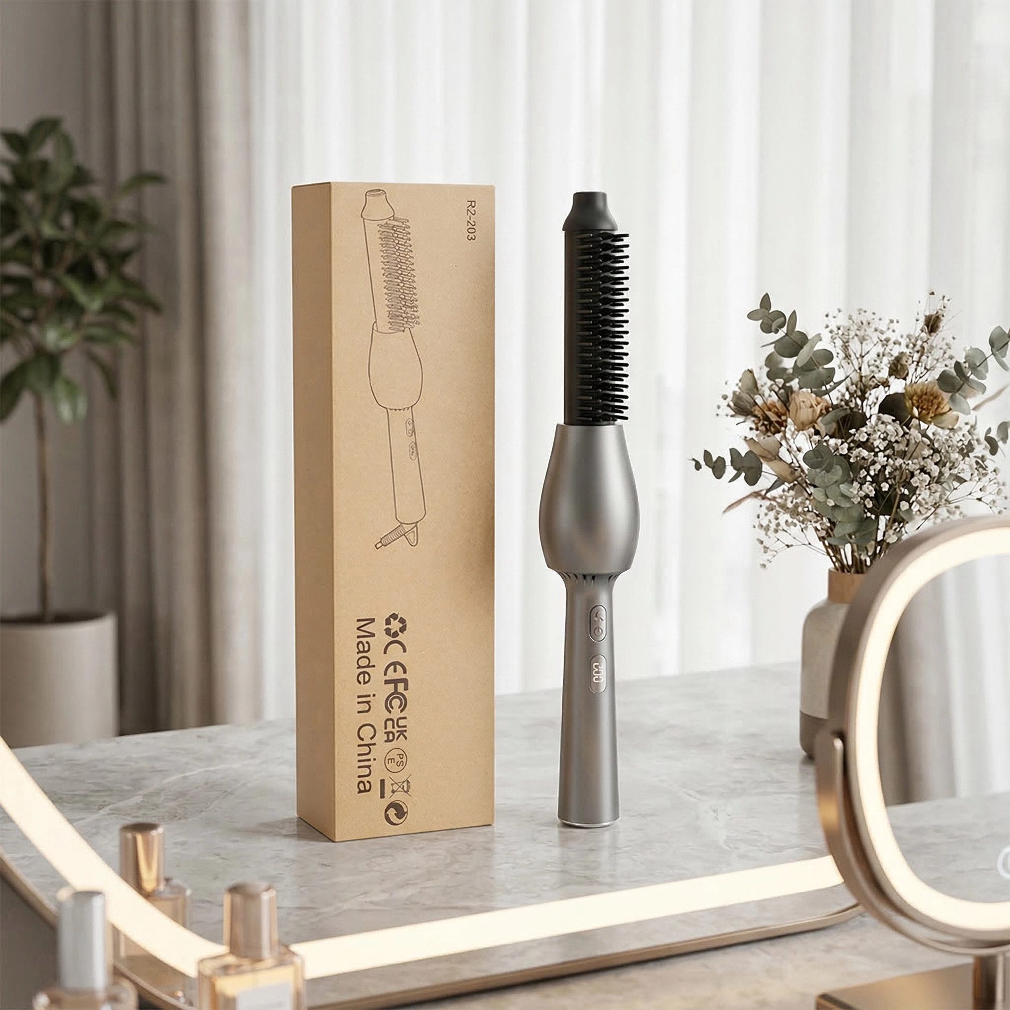 GARRYFIZH Lockenwickler Lockenwickler Locken Wickler Hair Curler, Glätten und Locken, Temperaturanzeige Mit Lüfter