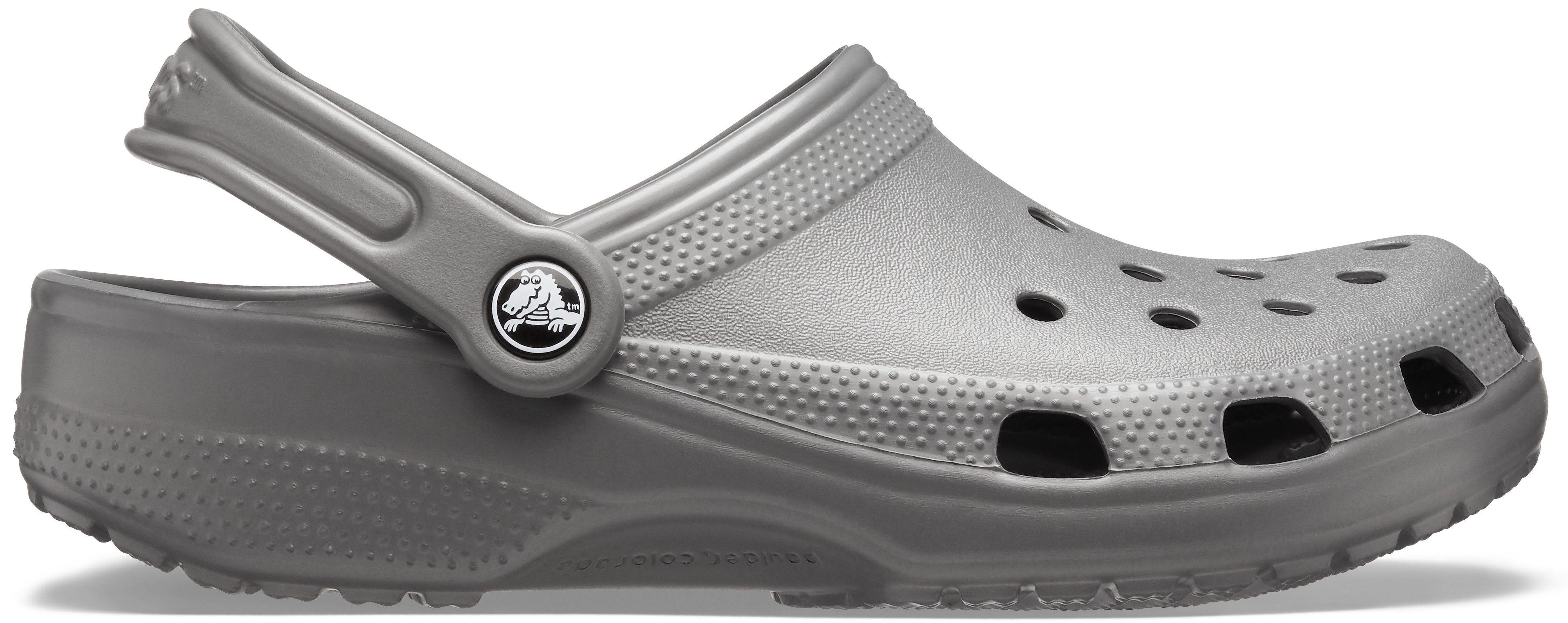 typischem Clog Classic Crocs grau mit Logo