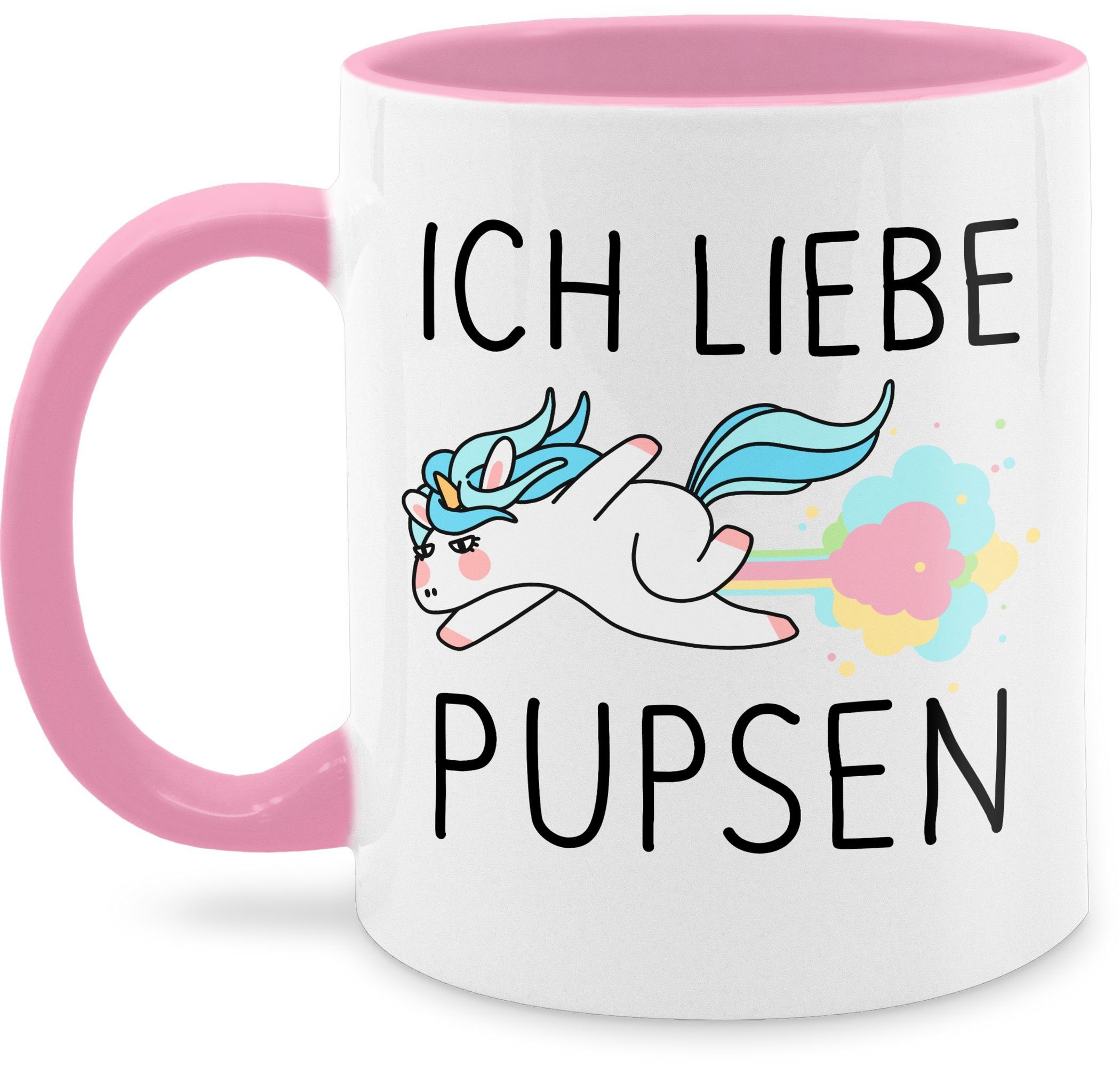 Shirtracer Tasse Ich liebe pupsen Einhorn, Keramik, Statement 1 Rosa