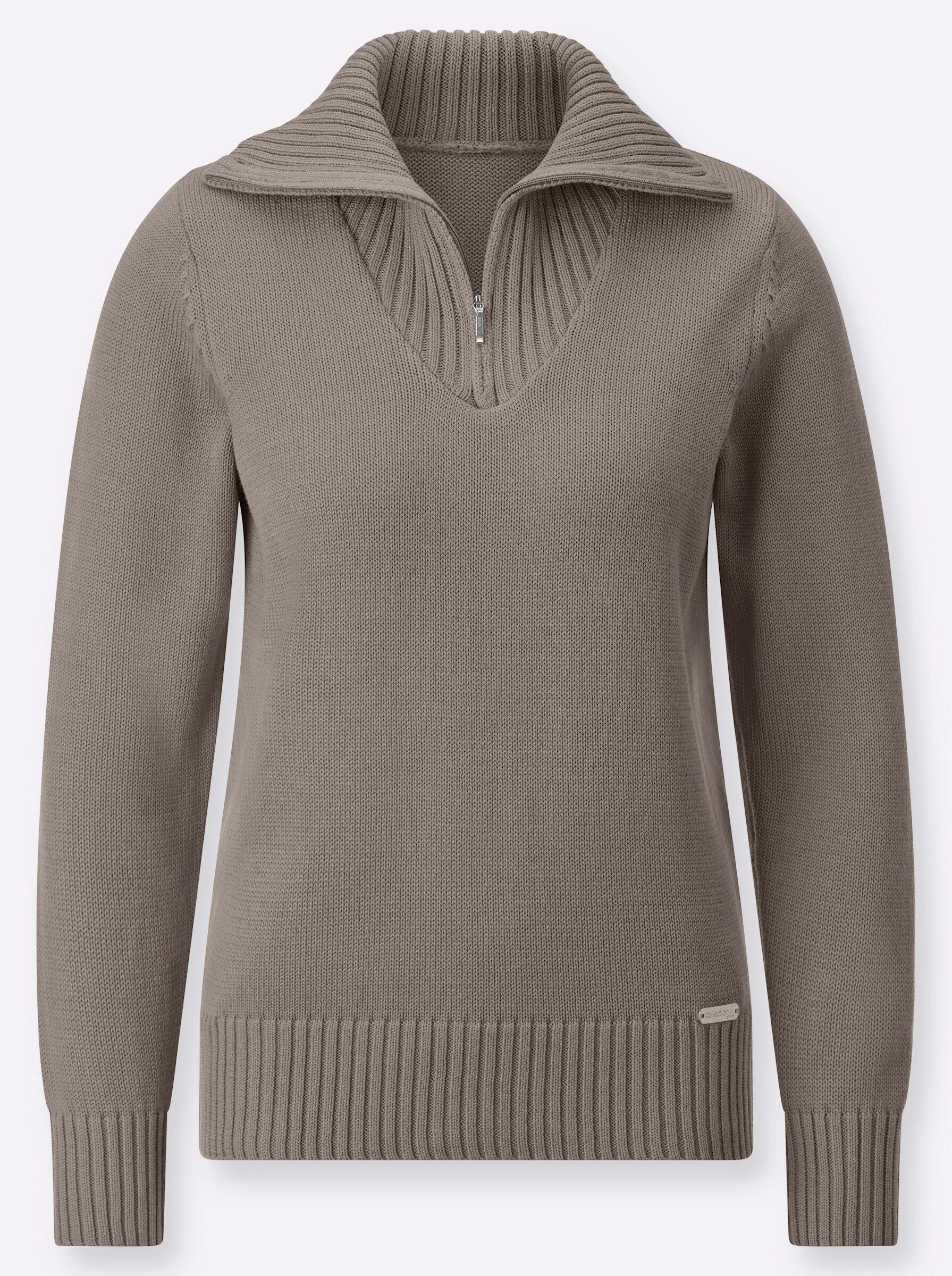 Strickpullover Pullover Langarm Materialmix