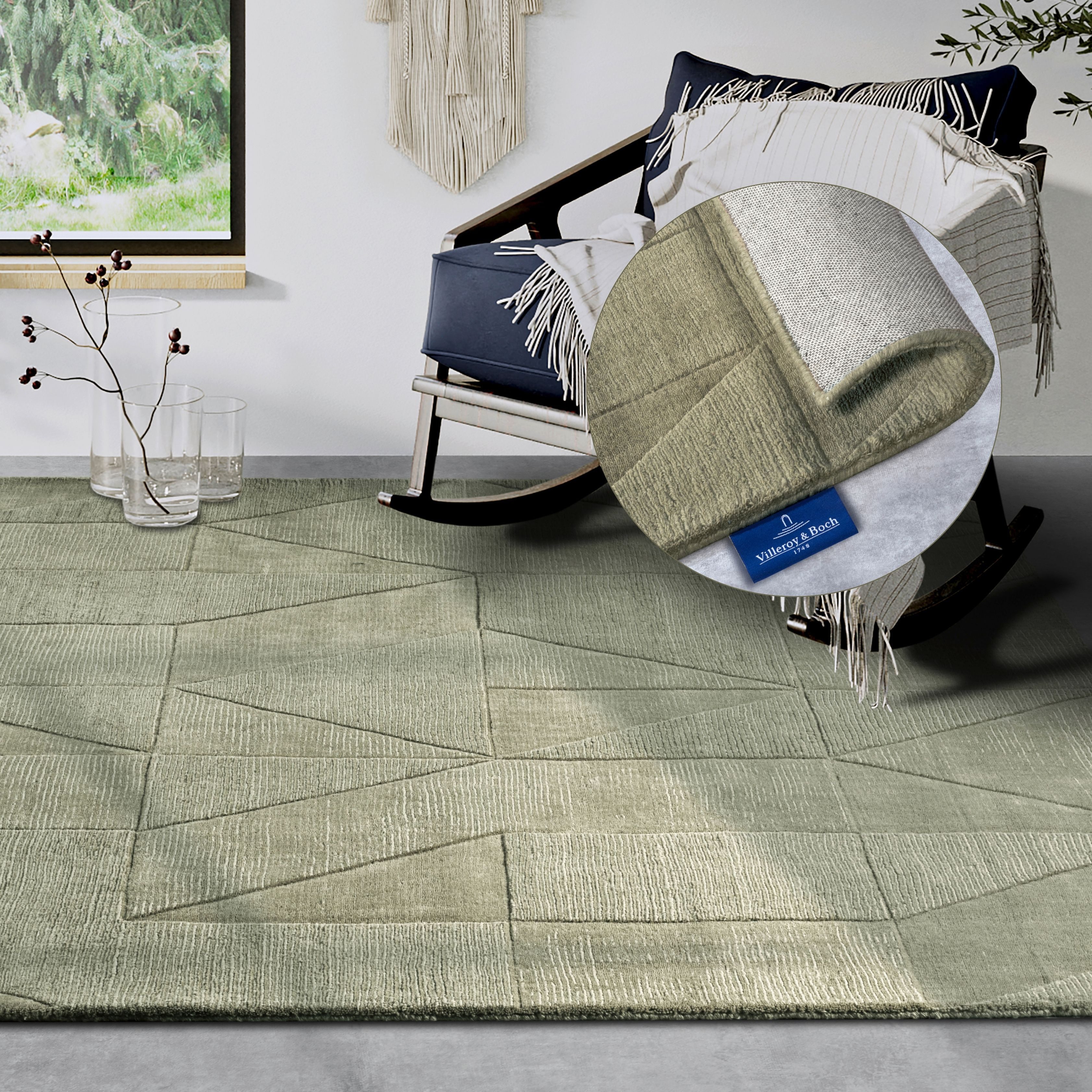 Villeroy & Boch Wollteppich Ursule, rechteckig, Höhe: 10 mm, Läufer, handgewebt, Wolle, Natur, Wohnzimmer, Geometrie, Boho