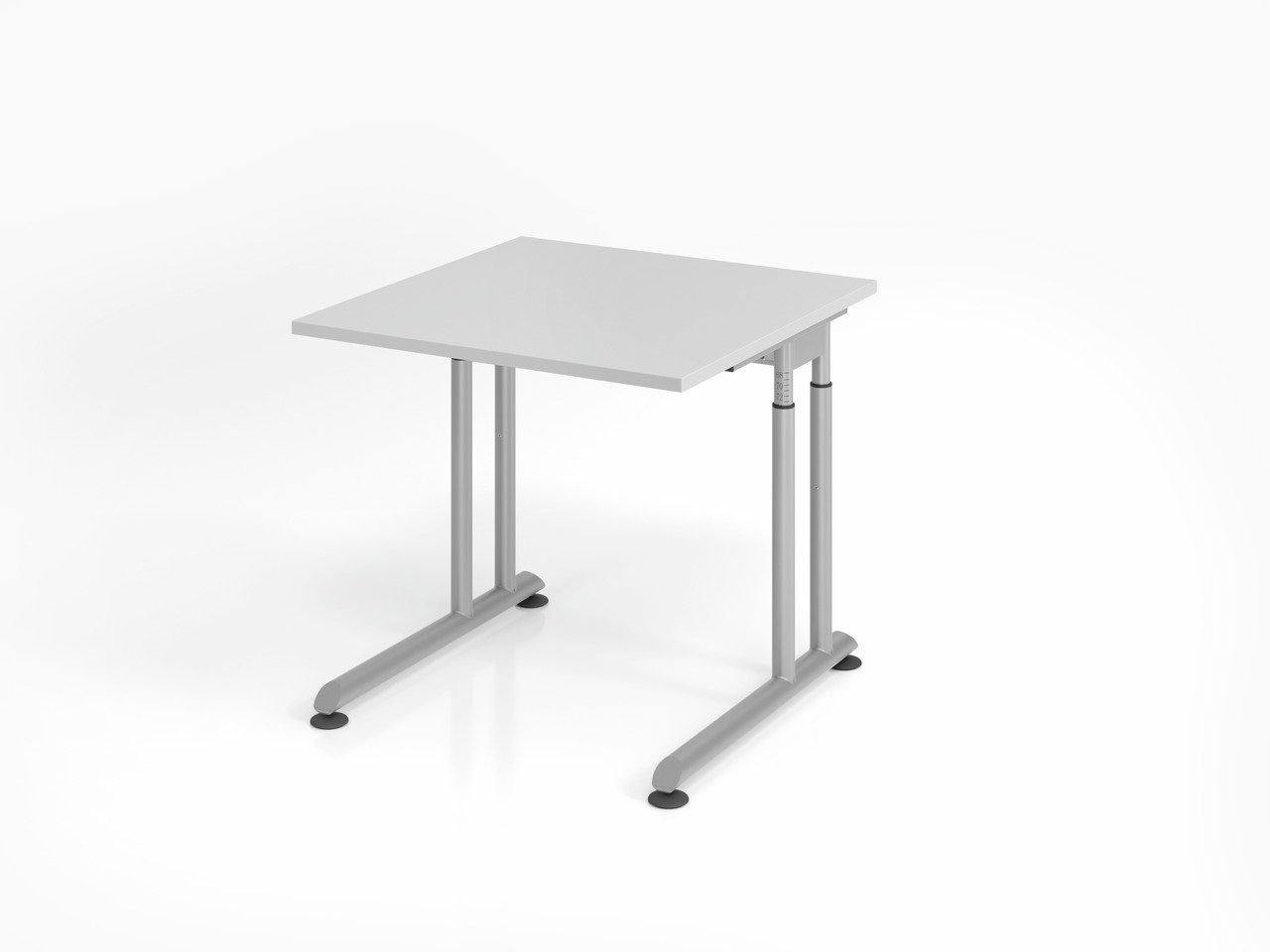 [Kann garantiert werden] PROREGAL® Schreibtisch Schreibtisch Silber Nilo, Ahorn, BxT 68-82cm 80x80cm, H Gestell , Grau