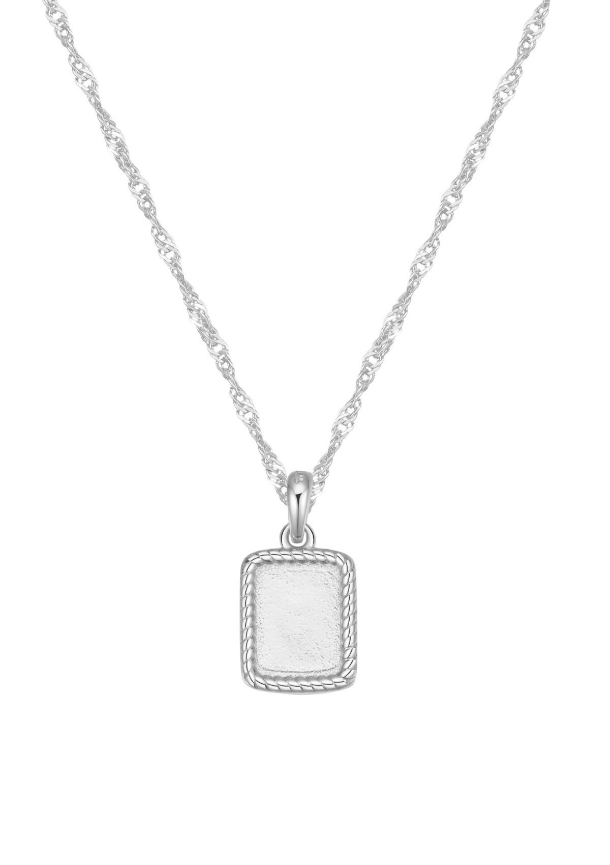 Hey Happiness Silberkette mit Anhänger Kreis/Oval/Rechteck, zur Auswahl, 925 Silber Geo Medaillon Anhänger mit Singapur Kette
