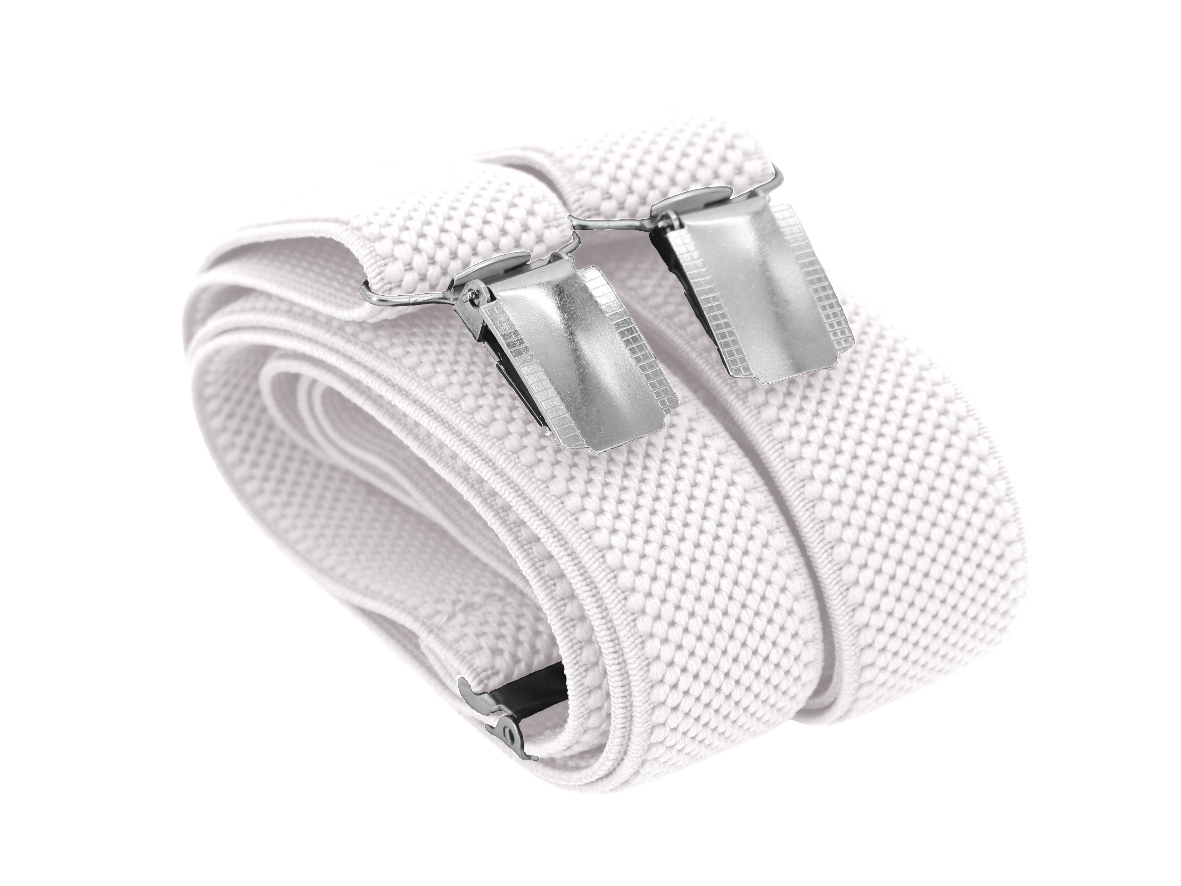 Fabio Farini Hosenträger Schmales Y-Design mit 2,5cm Breite verstellbar mit extra starken Clipverschluss, Weiß