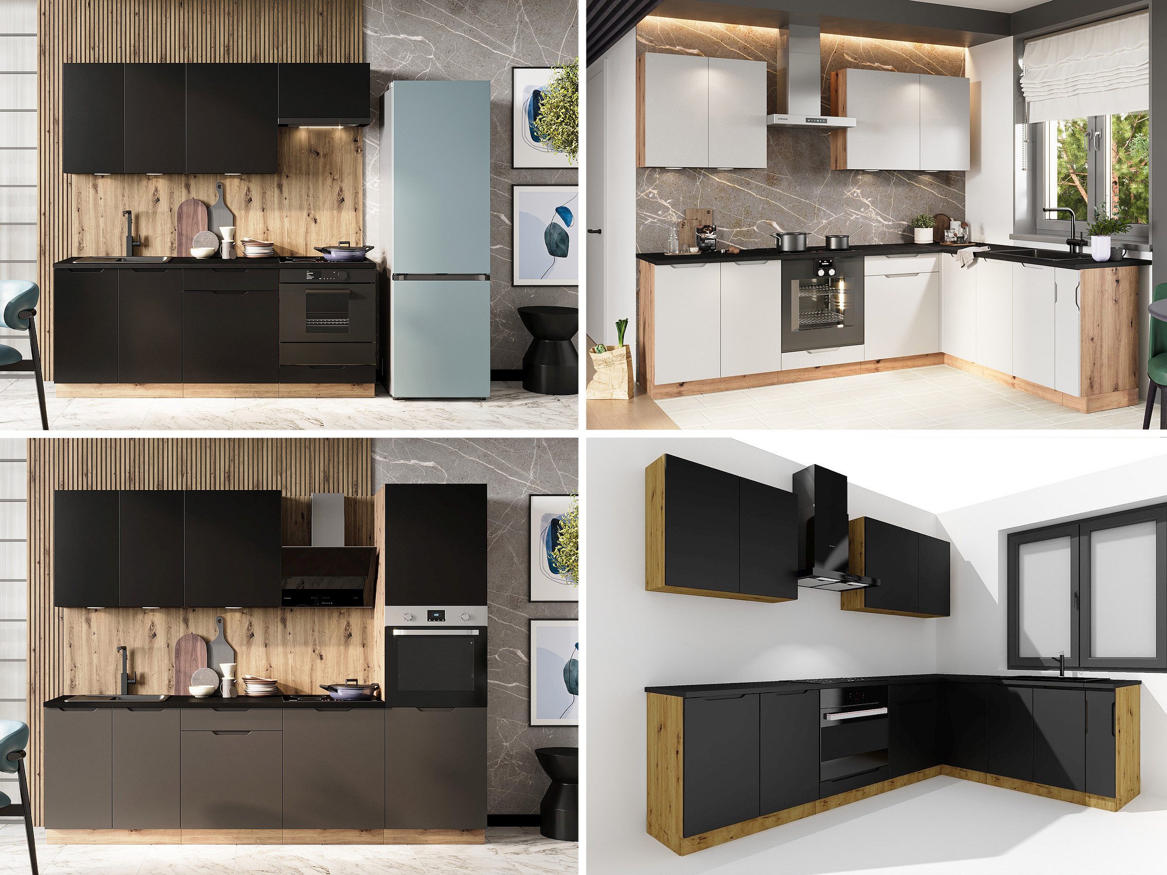 Möbel für Dich Winkelküche Moderne grifflose Eckküche in L-Form ISABEL 260x200 cm, 9-teilig, grifflos – Bild 5 von 5