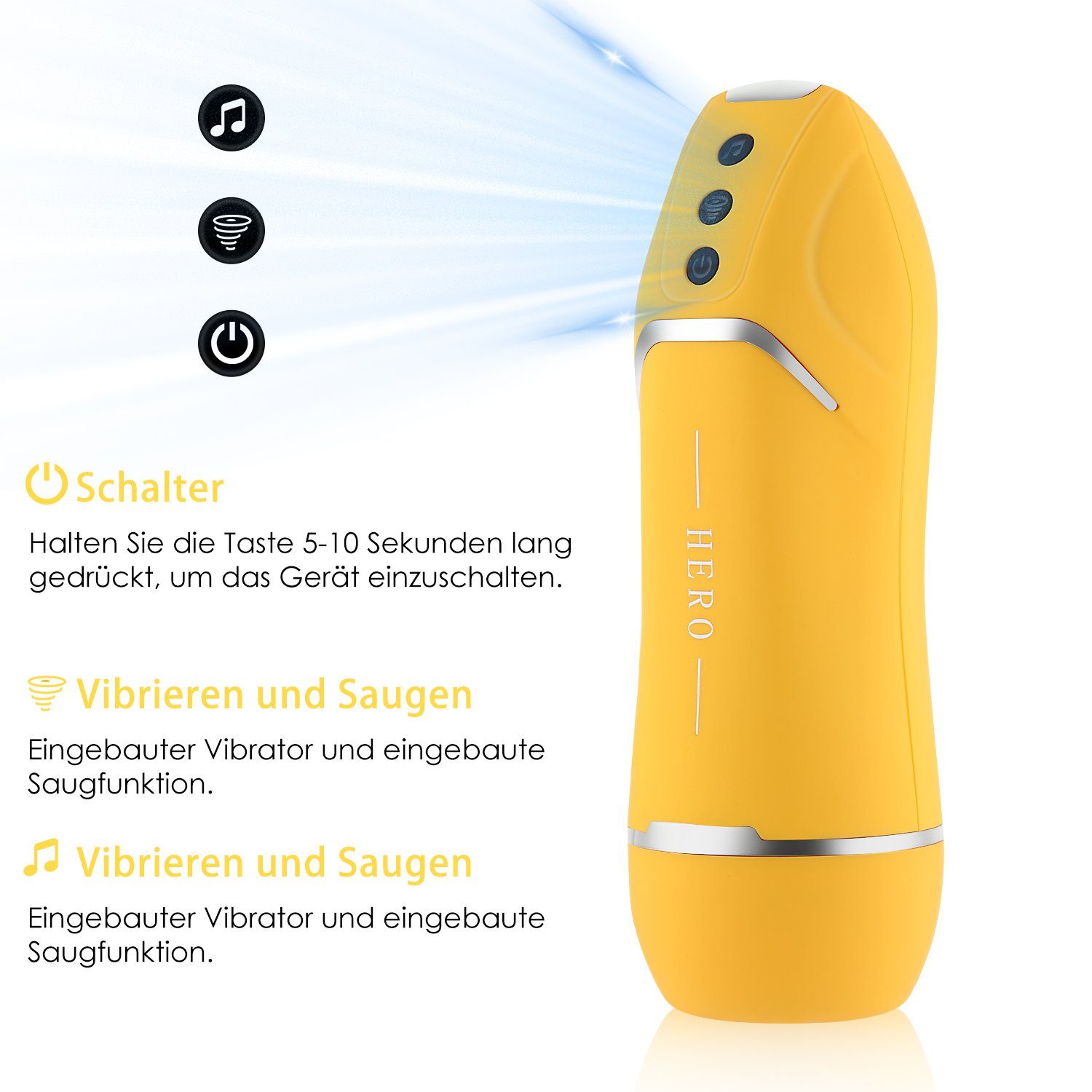 42℃ Männer, Ipx6 Elektrischer Realistisch 10 10 Saugstufen 5 Taschenmuschi für Eichel-Masturbator Vibrationsstufen& Blowjob, LOVONLIVE Masturbator Stimme mit Frequenzen,