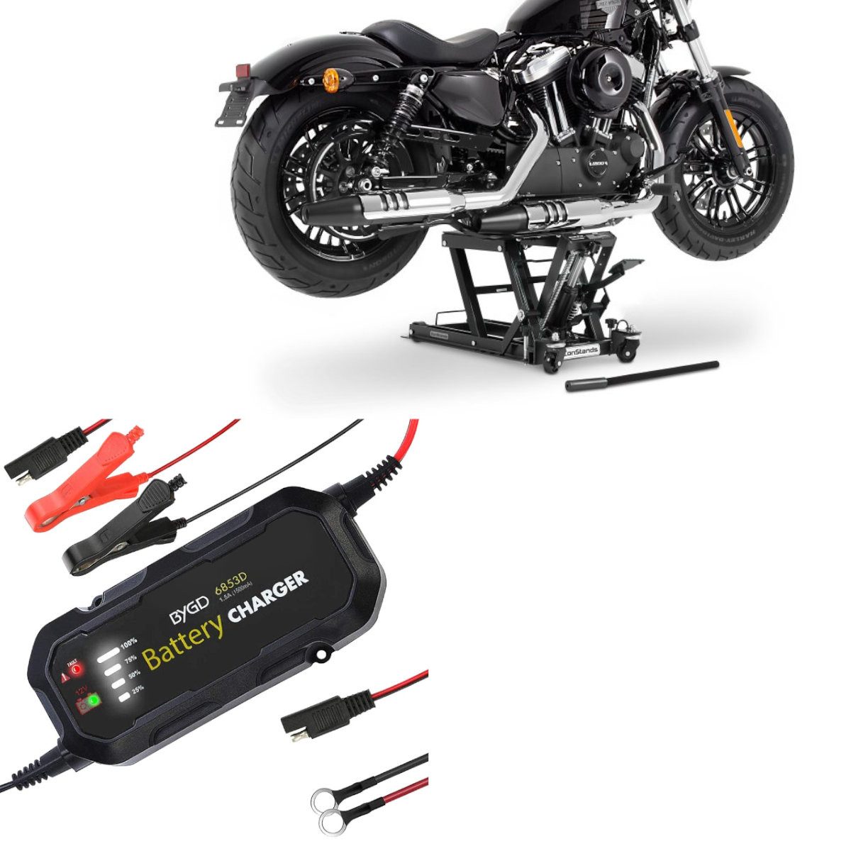 ConStands Schraube Set: Hebebühne Mid-lift L bis 680 kg sw # mit Motorrad Batterie Ladege