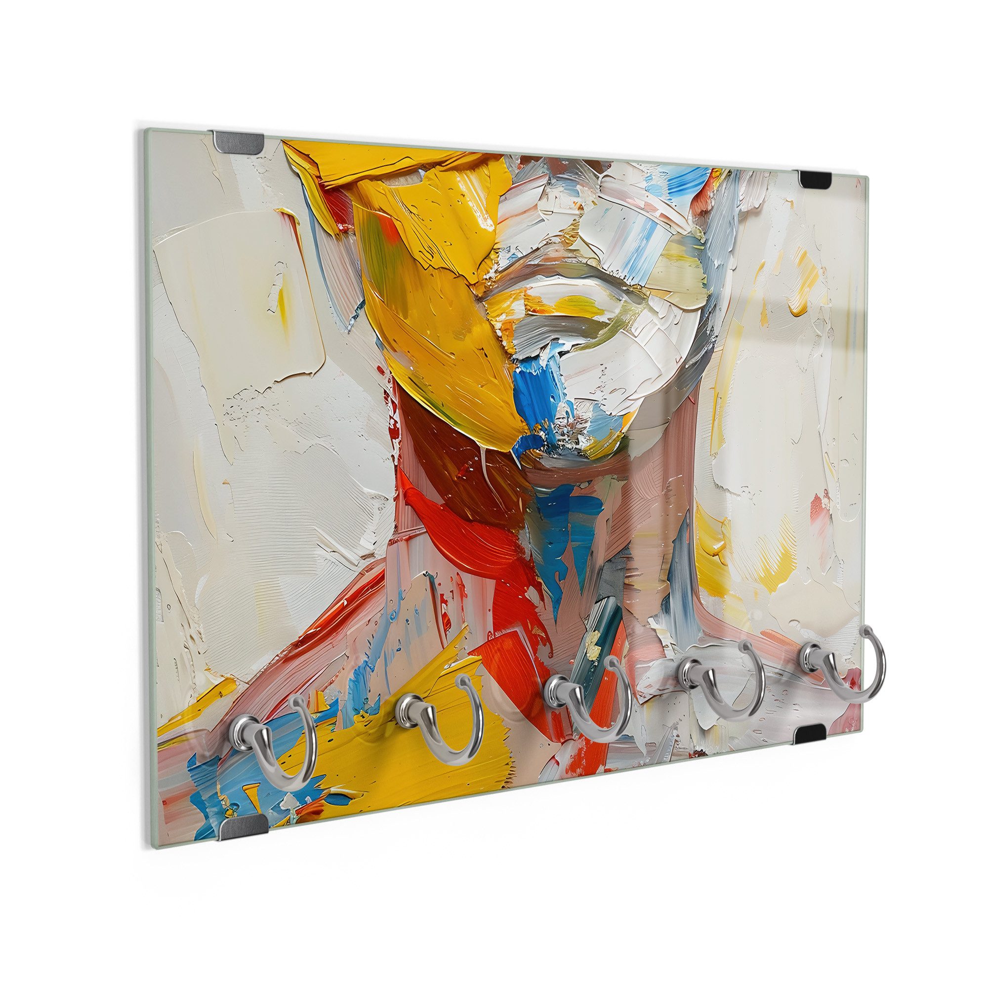 DEQORI Schlüsselbrett 'Bunte Identität', (1 St), Schlüsselhalter Schlüssel Haken Schlüsselboard modern Schlüsselleiste
