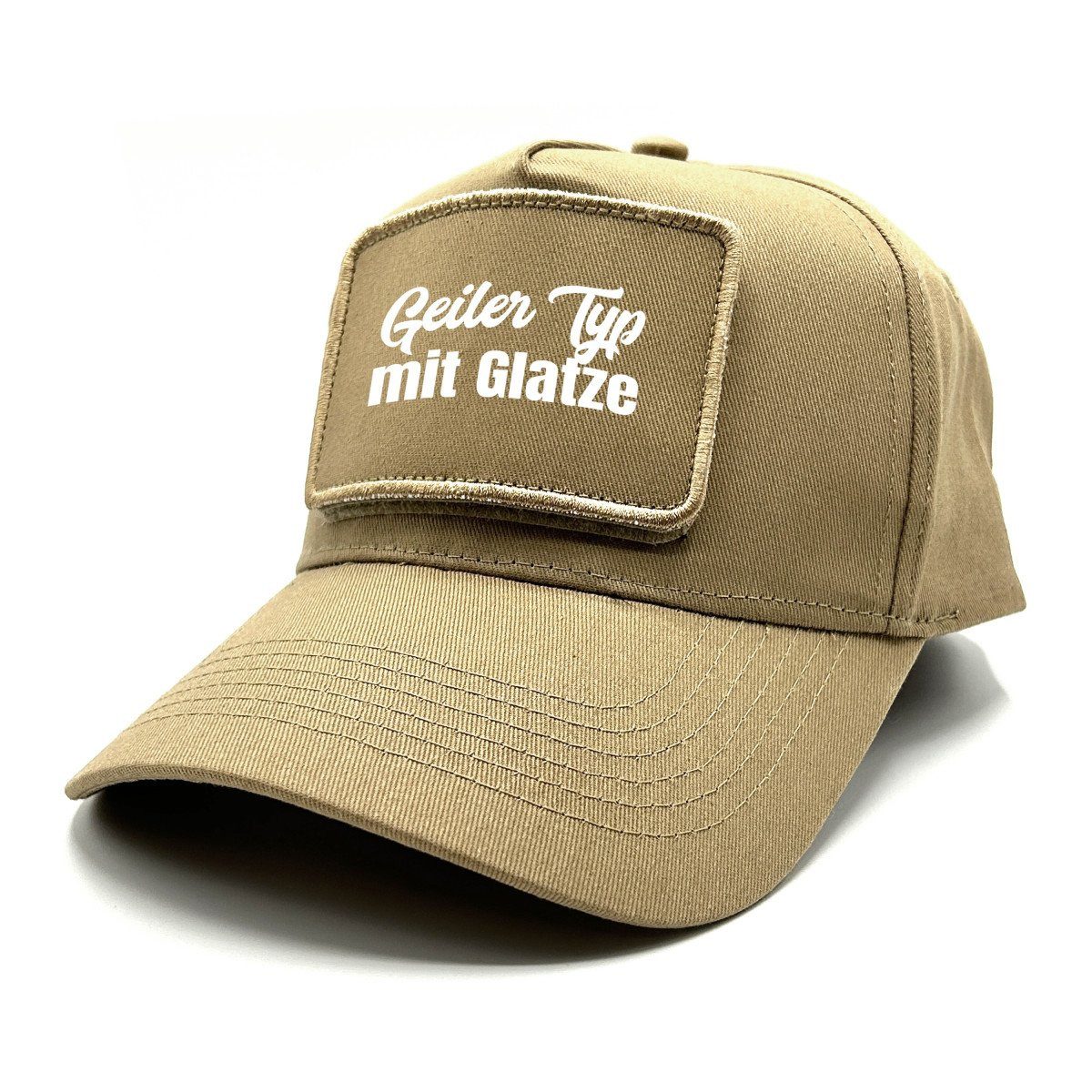 Herzbotschaft Baseball Cap Schirmmütze mit Spruch auf Patch Geiler Typ mit Glatze One Size durch verstellbaren Klip-Verschluss