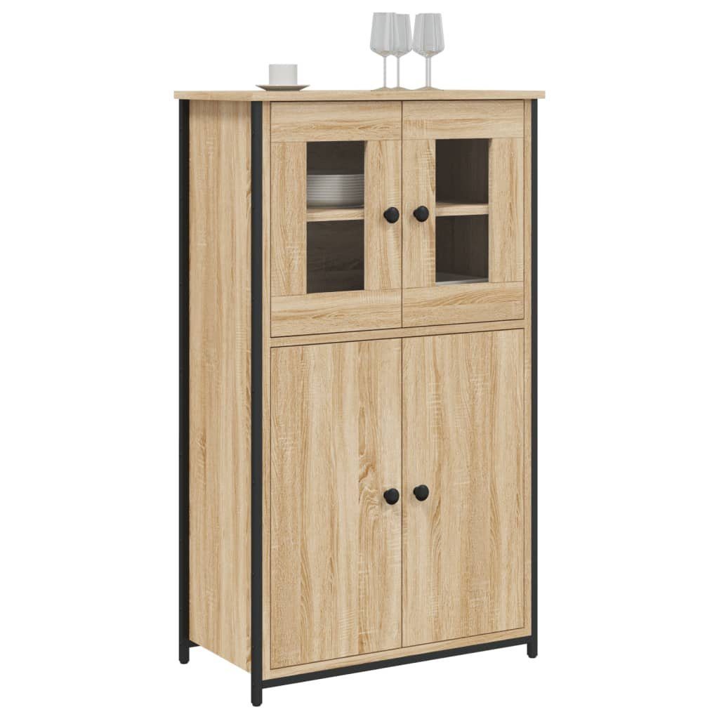 vidaXL Highboard NA Highboard Sonoma Eiche 62x32x106,5 cm Spanplatte Glas Vitrine