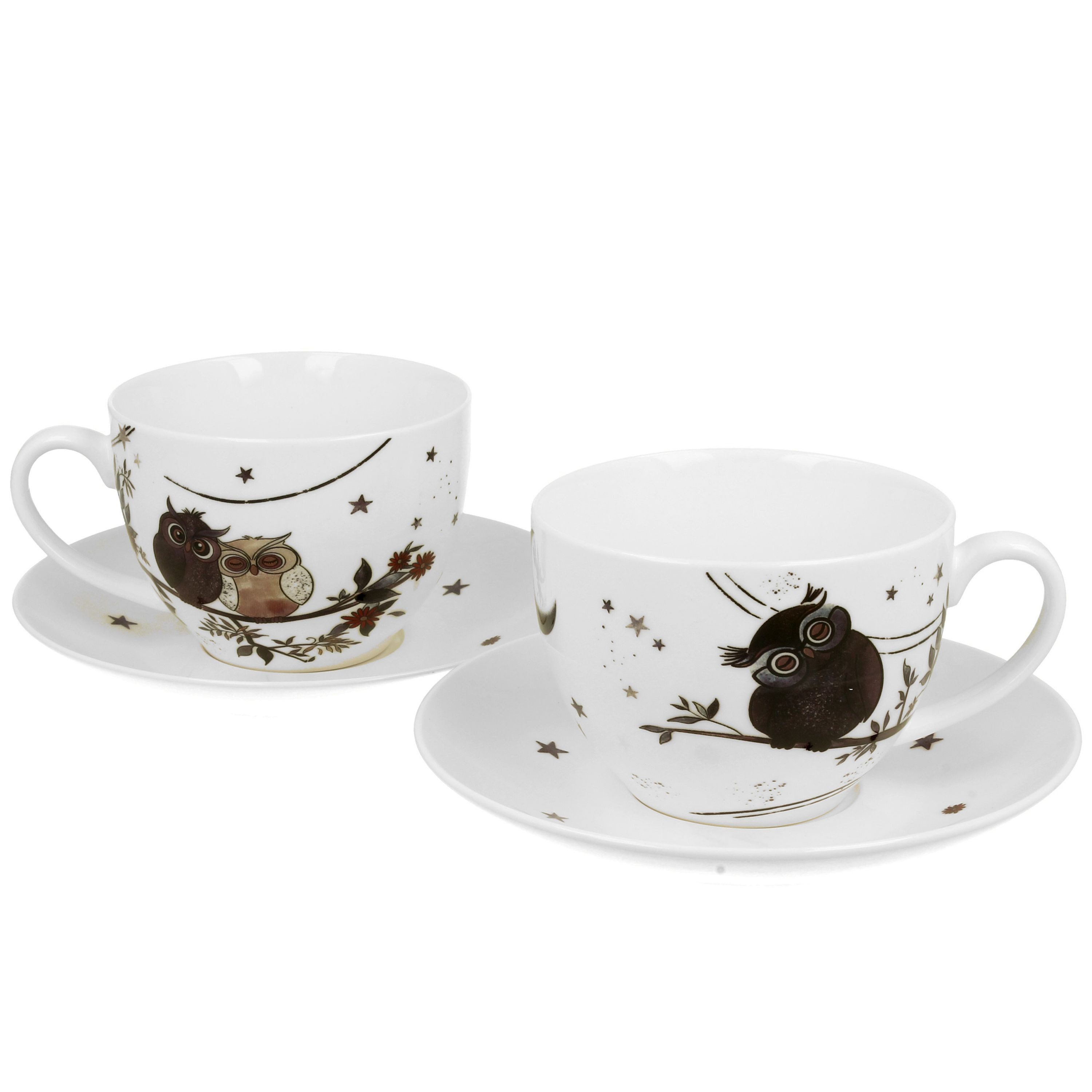 MamboCat Tasse Charming Owls Tasse + Untertasse für 2 Personen 200ml