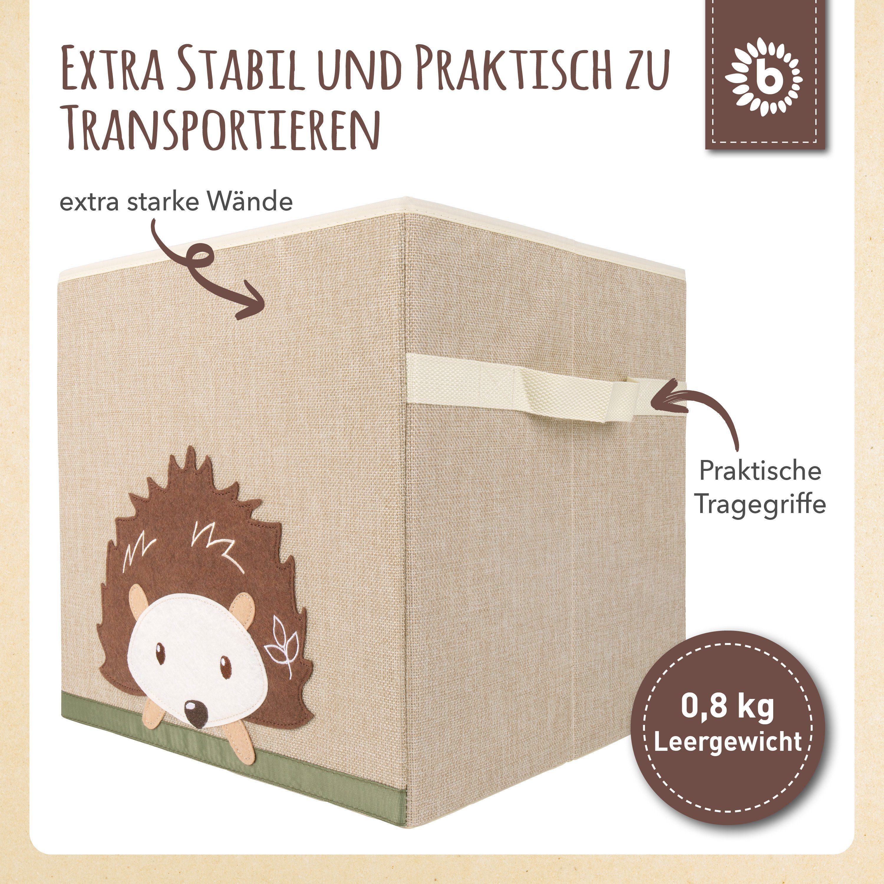 BIECO Spielzeugtruhe Bieco Kinder Aufbewahrungsbox Igel 36L, faltbar Kallax Spielzeugkiste – Bild 4 von 5