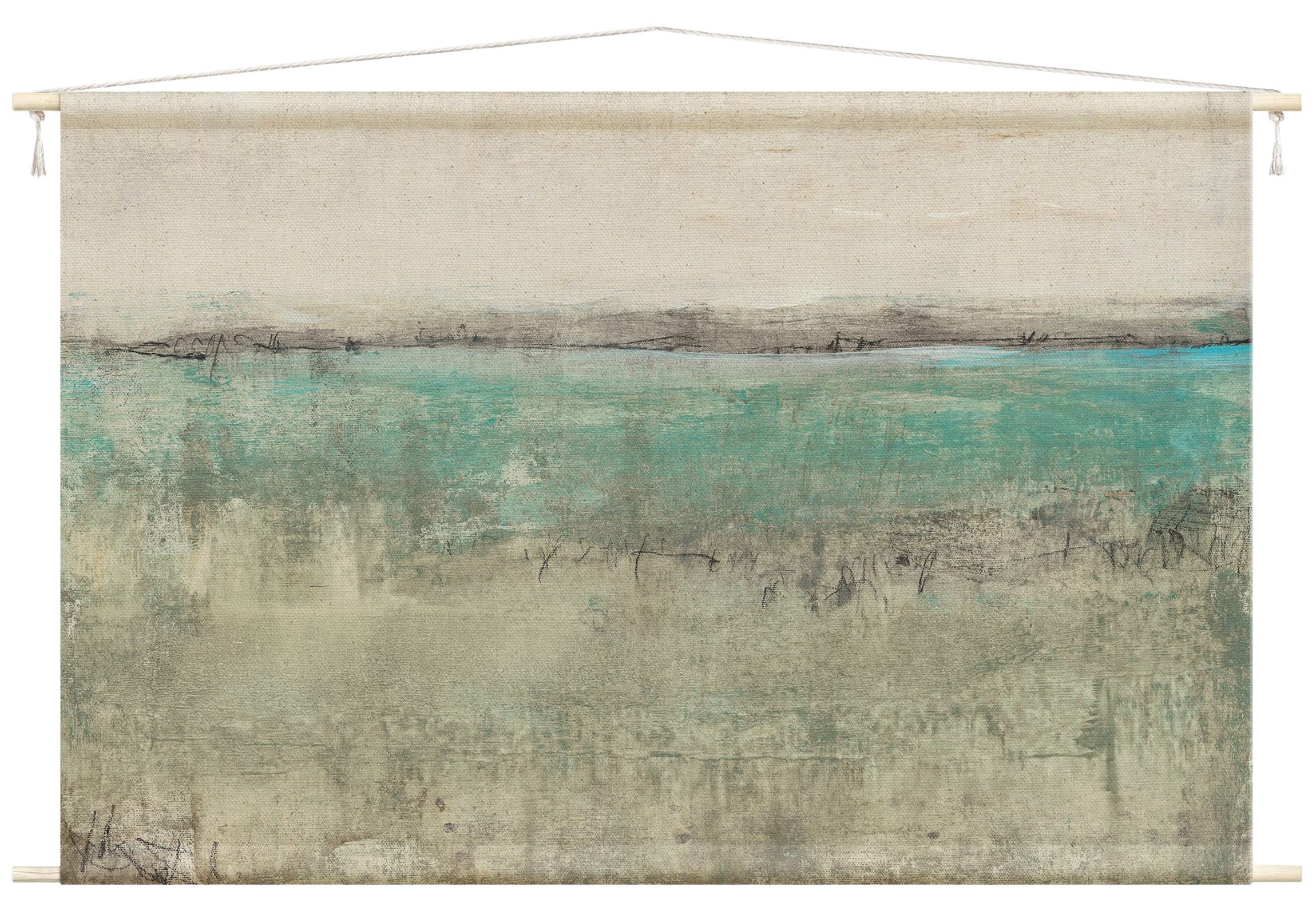 Bilderdepot24 Wandteppich modern Abstrakt Shabby türkis, rechteckig, Höhe: 2.6 mm, großes Wandbild aus Natur-Baumwolle Wandbehang Stoffbild Tuch Wollseil