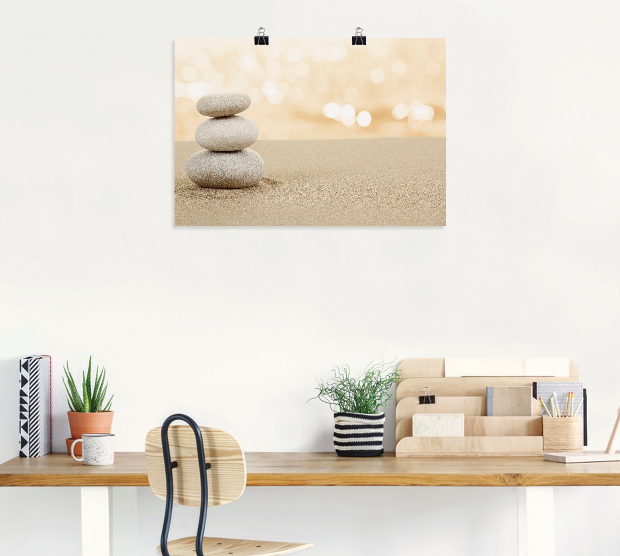 versch. Poster Wandaufkleber Steine (1 Artland Alubild, Größen St), als im Sand, Leinwandbild, oder Zen Wandbild Zen in