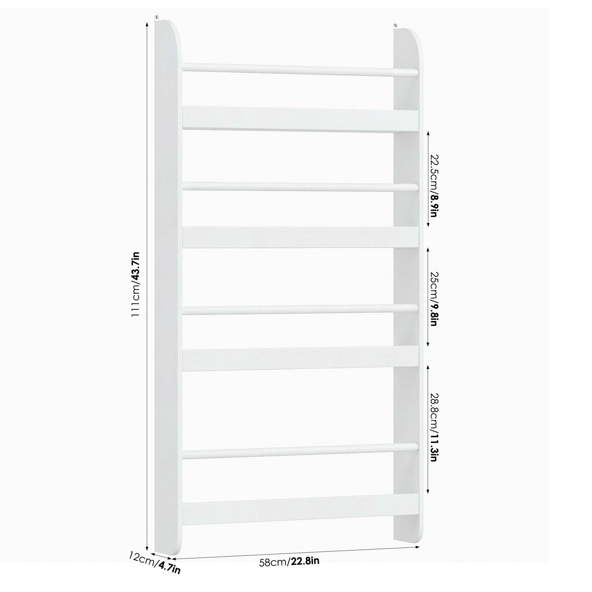 Homfa Kinderregal Kinderbücherregal Wandregal, Bücherregal mit 4 Ablagen aus Holz 112x58x12 cm – Bild 3 von 5