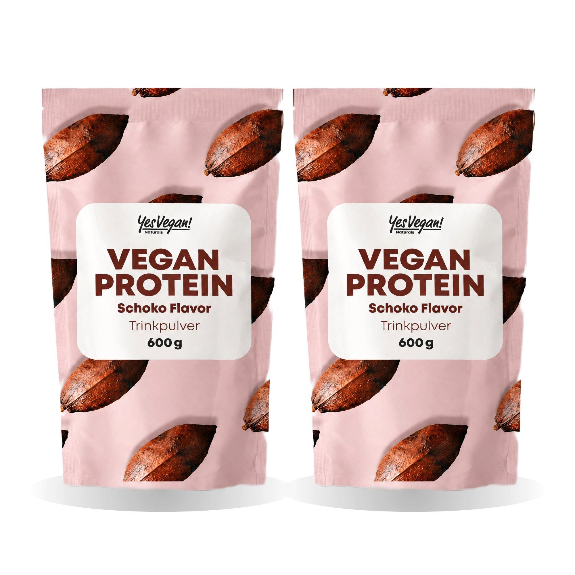 Yes Vegan Protein vegan Schoko aus Erbse, Reis, Ackerbohne Pulver, 2 er Spar-Set à 600 g, vegan, laktosefrei, glutenfrei