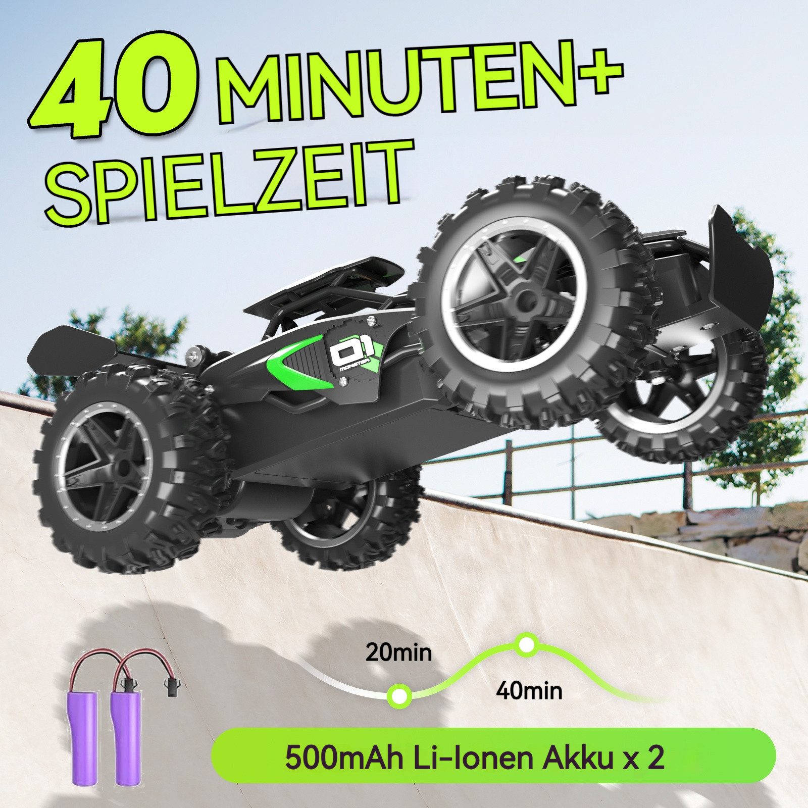 Rolipo RC-Auto Ferngesteuertes Auto, RC-Hochgeschwindigkeitsauto im Maßstab 1:18 (1-tlg), über 20 km/h schnell, Spielzeug für Jungen und Mädchen