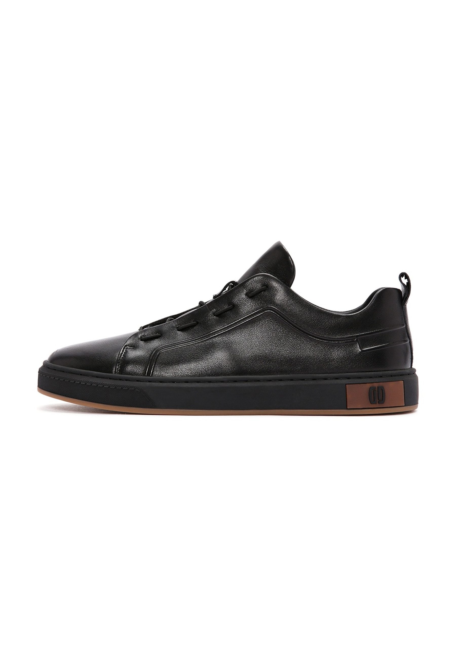 Derimod Leder Sneaker Sneaker Echtes Leder, Lederfutter, Elastische Schnürsenkel, Herren Casual