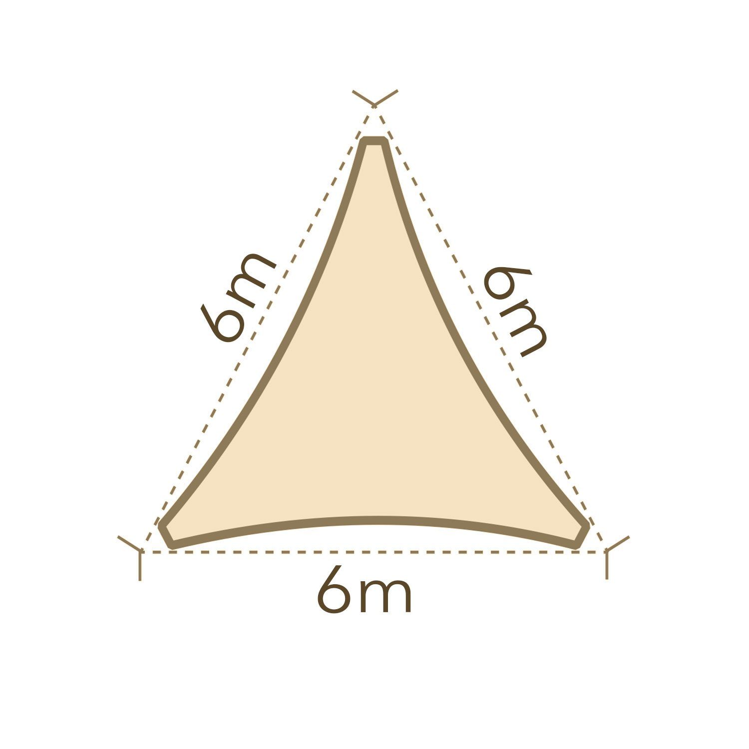 anndora Sonnensegel Tarp 6x6x6 Meter - dreieckiger Sonnenschutz HDPE, luftdurchlässiger Stoff