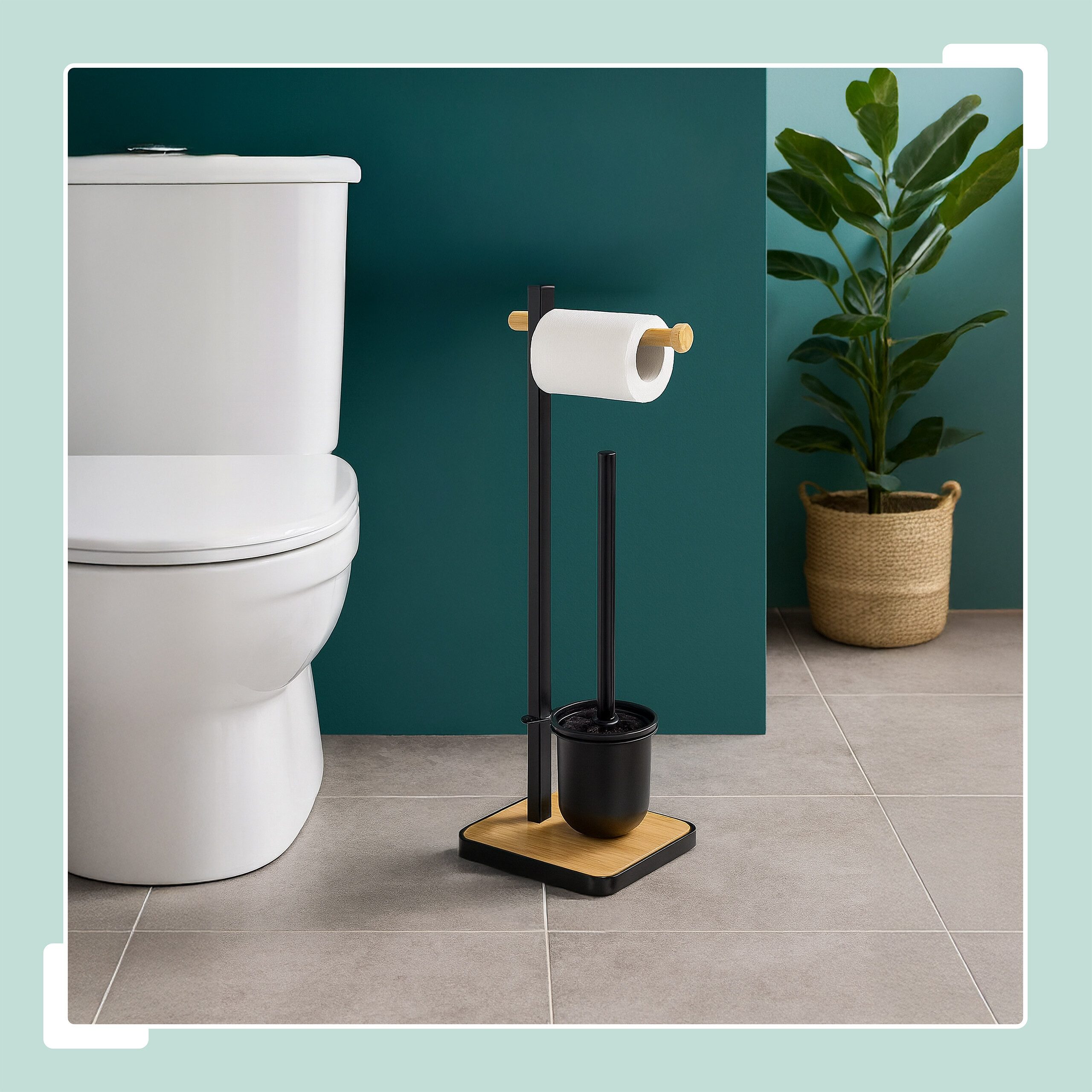 relaxdays WC-Garnitur Bambus & Stahl günstig online kaufen