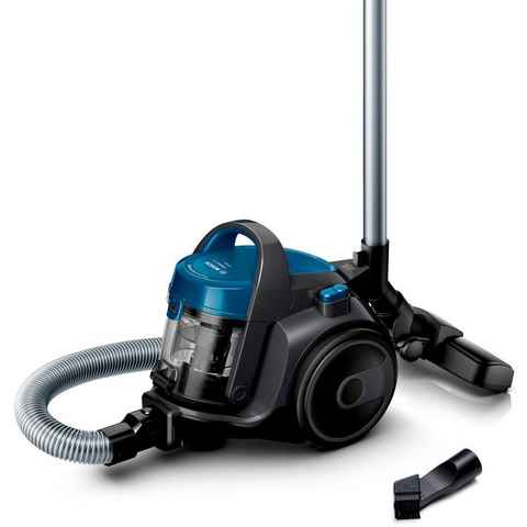 BOSCH Bodenstaubsauger Serie 2 BGC05A220A, Hygiene-Filter, kompakt, platzsparend, leicht, 700 W, beutellos, für Parkett/Teppich/Fliesen, hohe Saugkraft, langes Kabel, blau