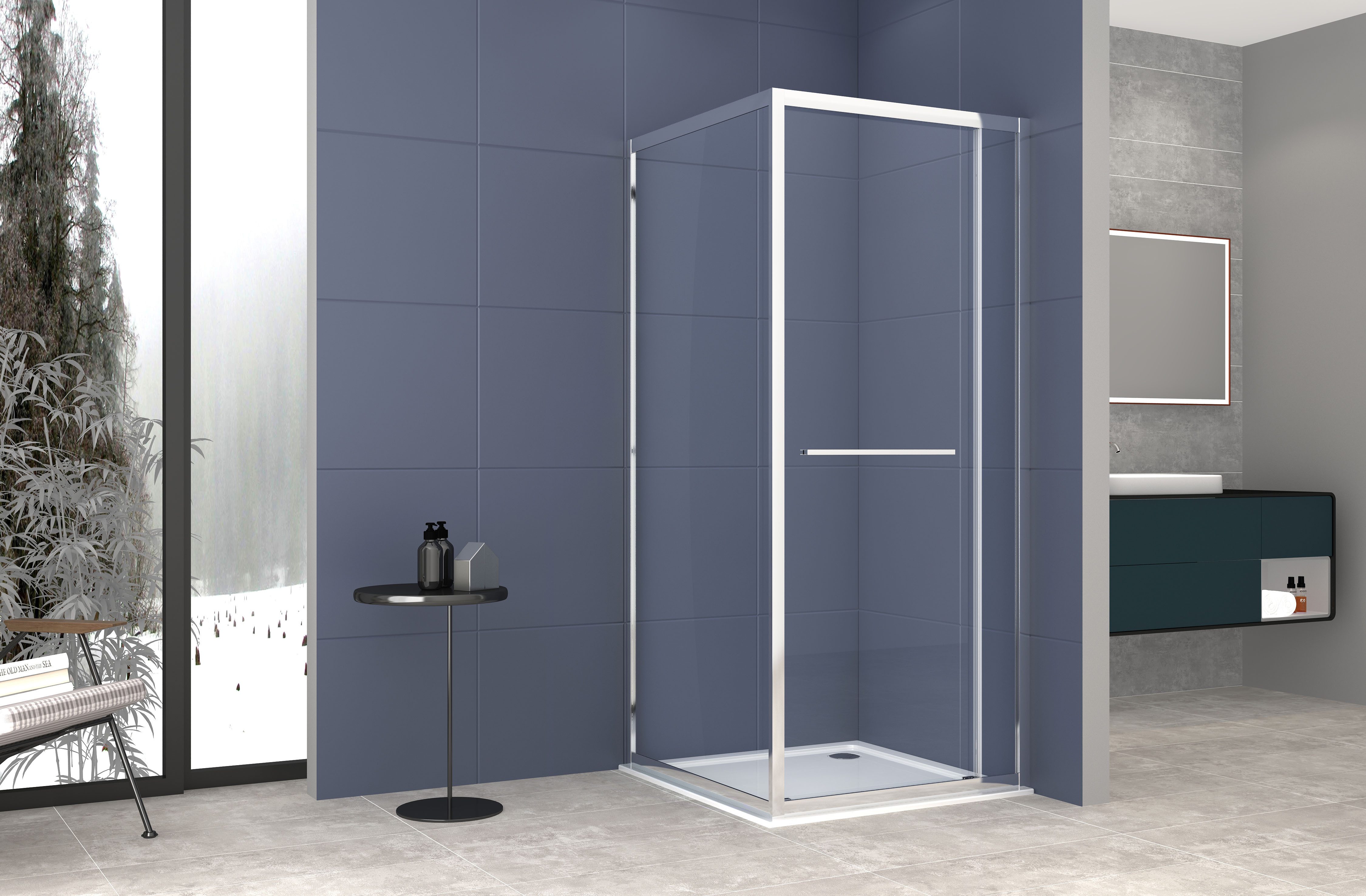 Sanotechnik Eckdusche Sanotechnik SlimLine Eckduschkabine chrom, Einscheibensicherheitsglas