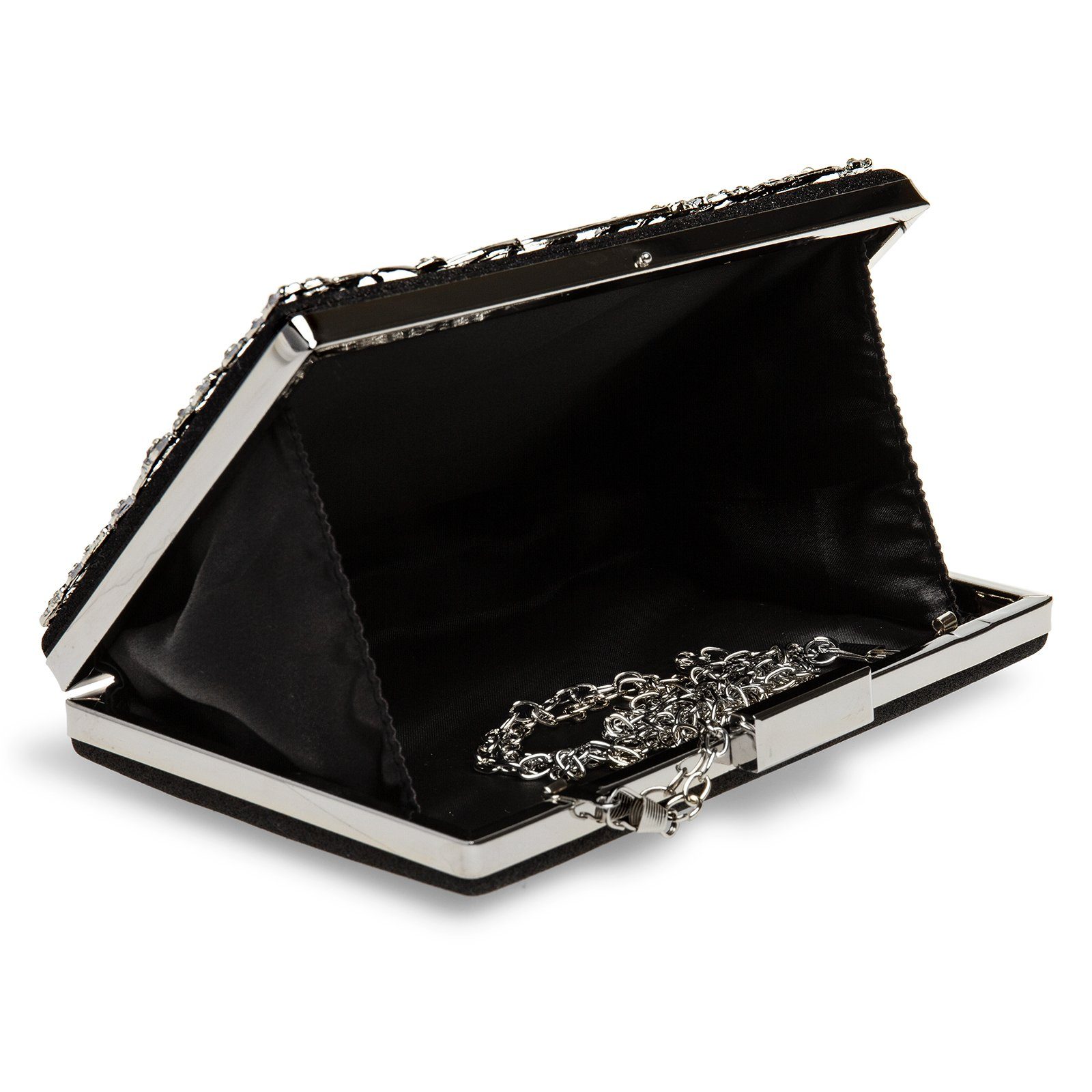 Caspar Clutch TA528 außergewöhnliche elegante Damen Box Clutch mit floralem Metalldekor