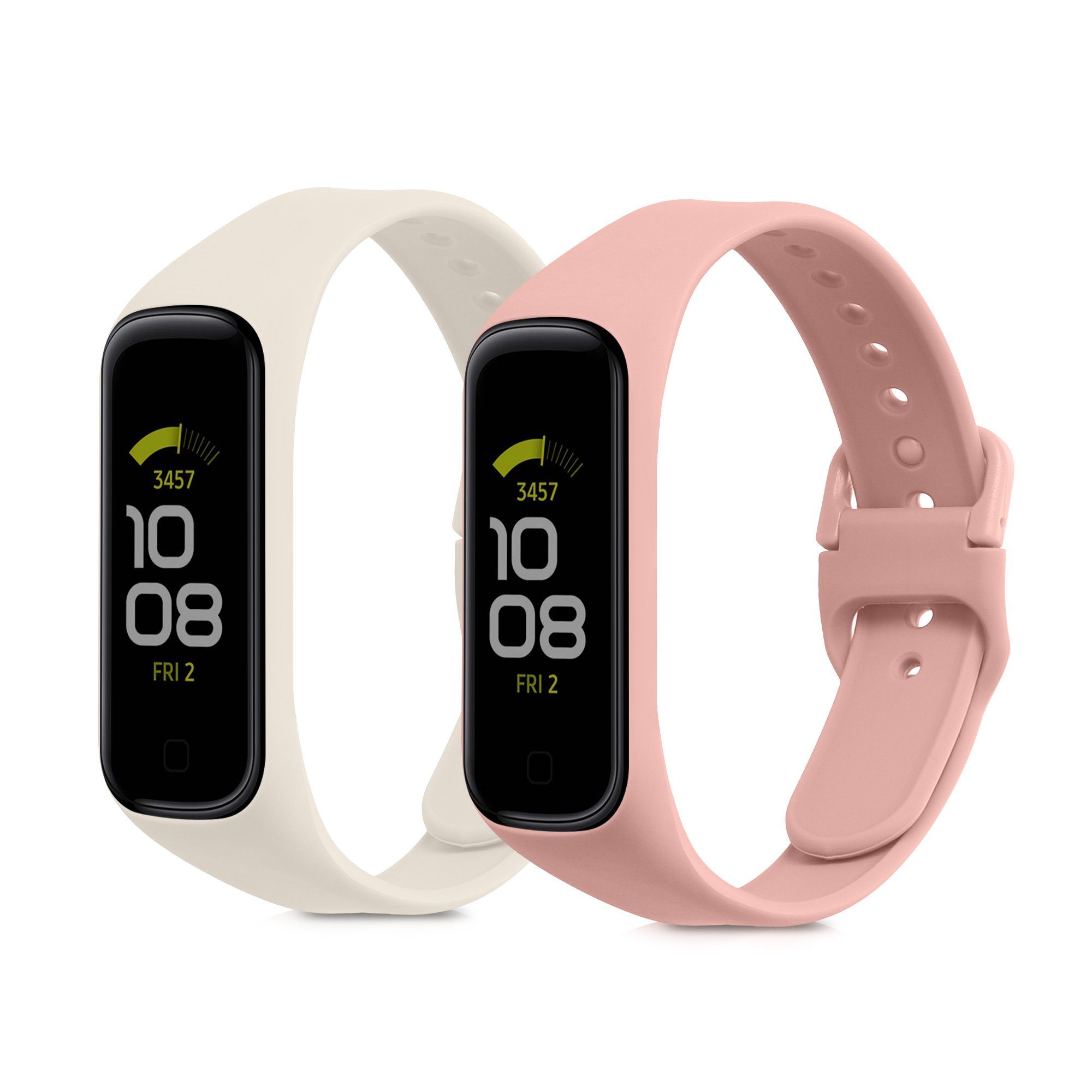 kwmobile Uhrenarmband 2x Sportarmband für Samsung Galaxy Fit 2, Armband TPU Silikon Set Fitnesstracker Weiß