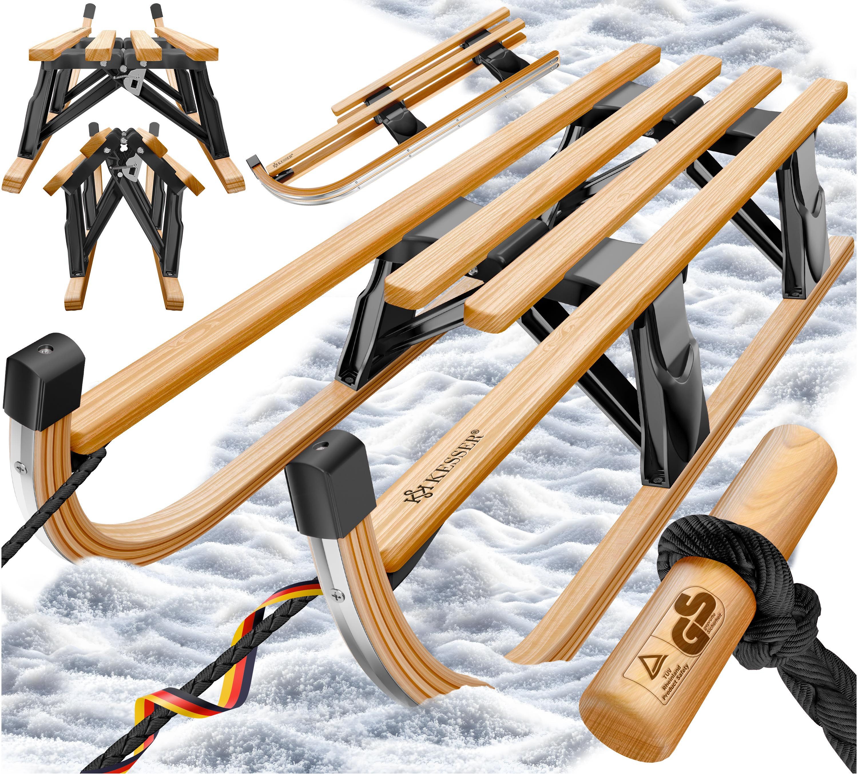 KESSER Санки, Holzschlitten Premium Санки faltbar Kinder Faltschlitten