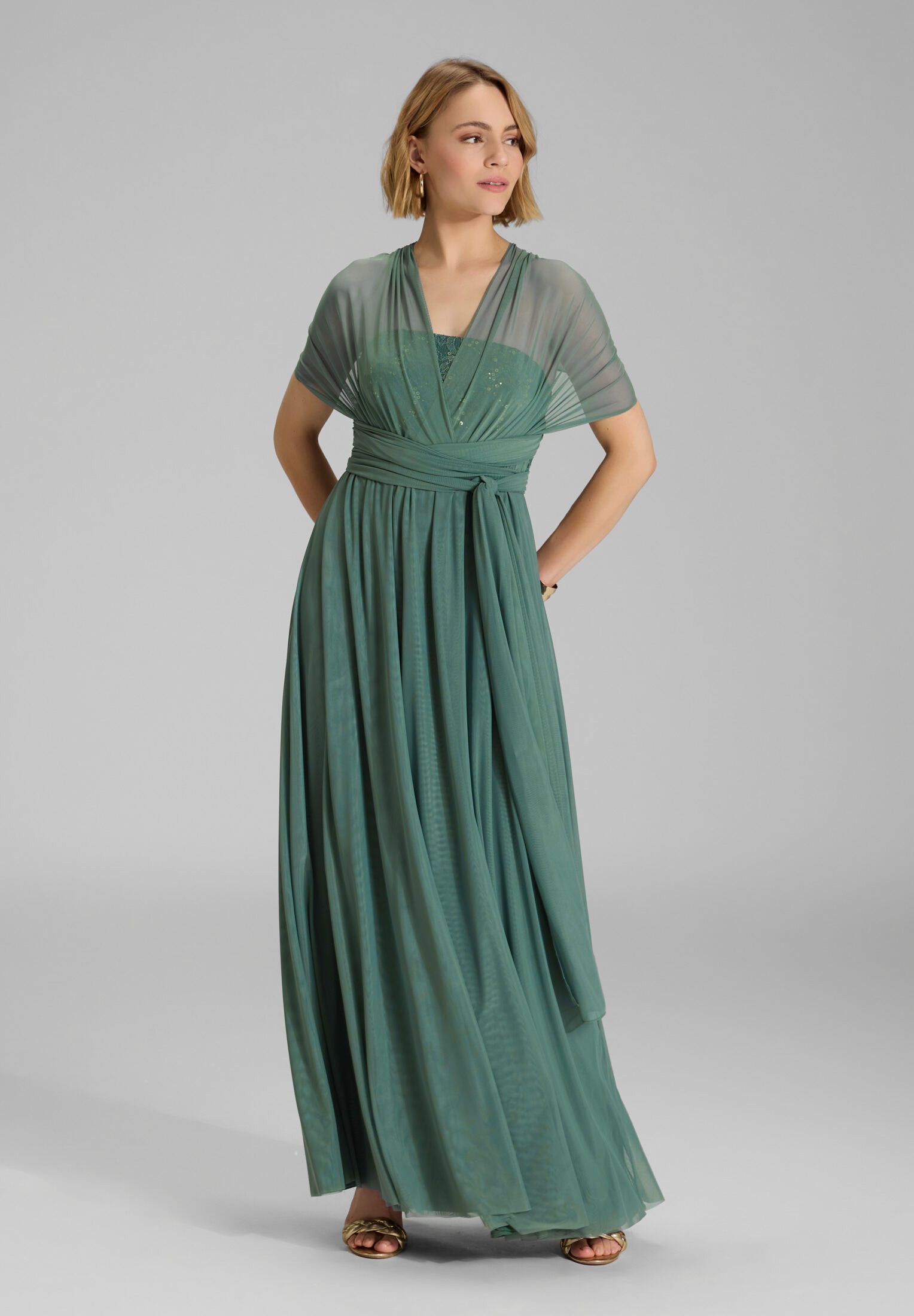 SWING Abendkleid Figurbetonte Passform mit fließendem Rockteil günstig online kaufen
