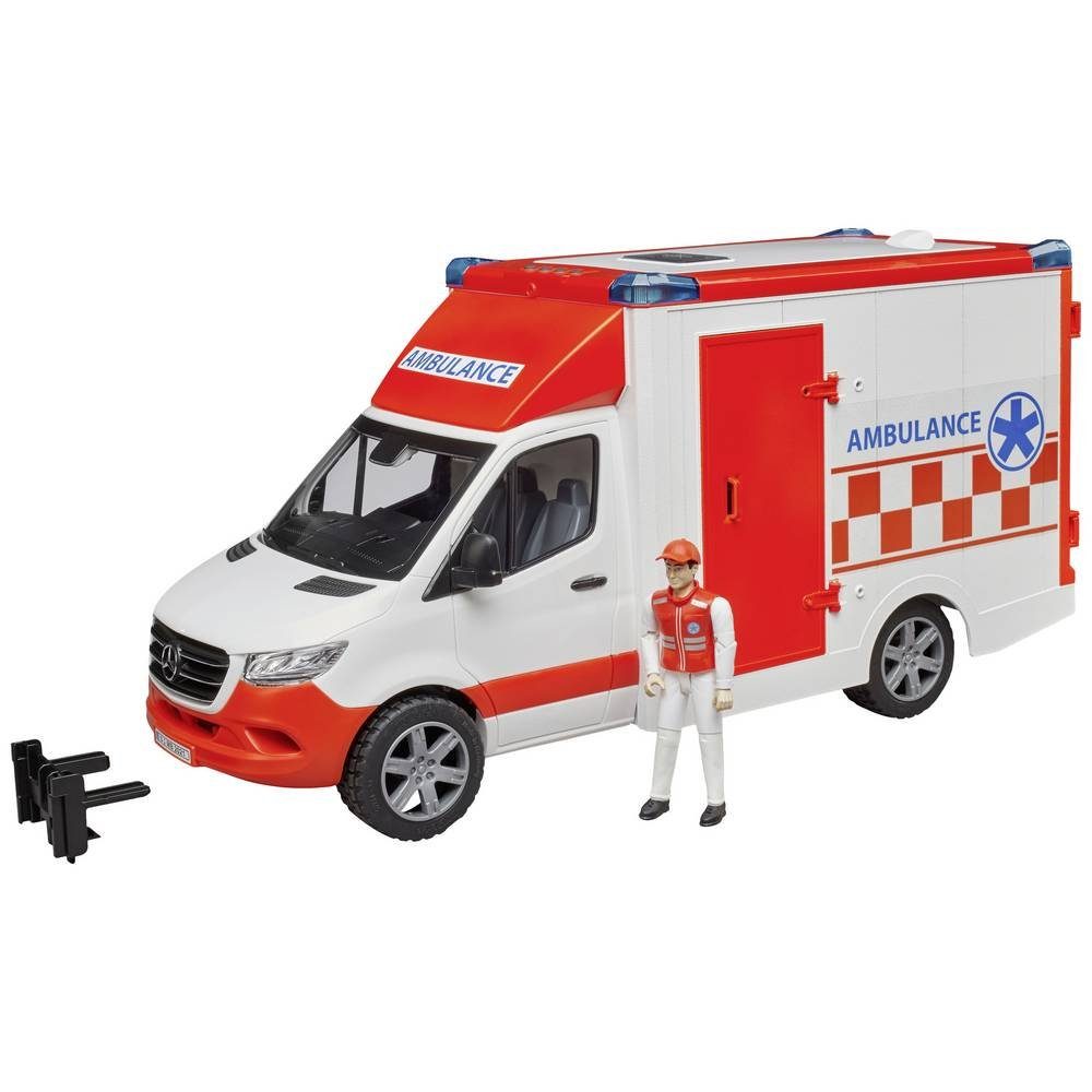 BRUDER MB Sprinter Ambulanz mit Fahrer (rot/wei)
