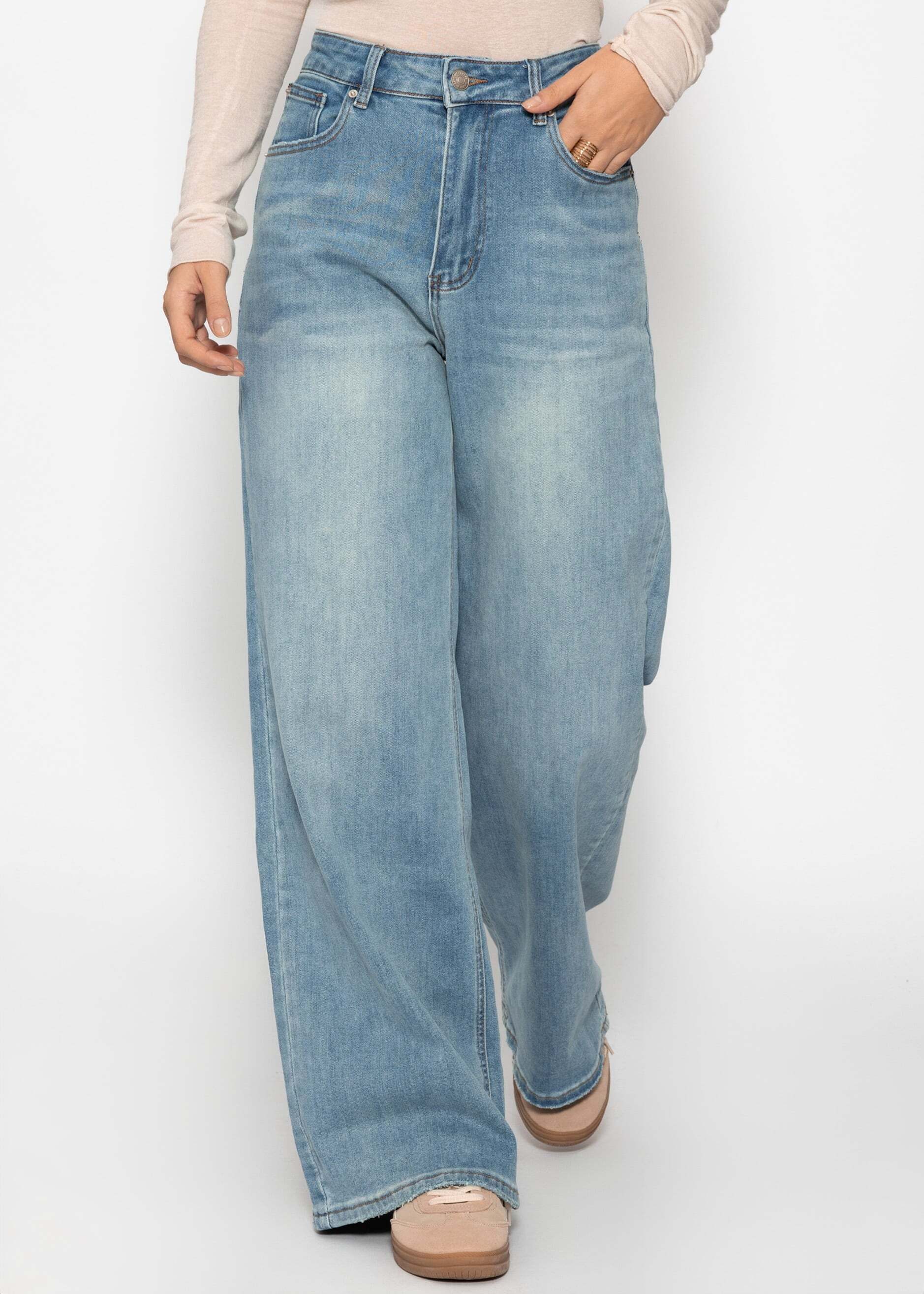 SASSYCLASSY 5-Pocket-Jeans Jeans mit weitem Bein für Damen günstig online kaufen