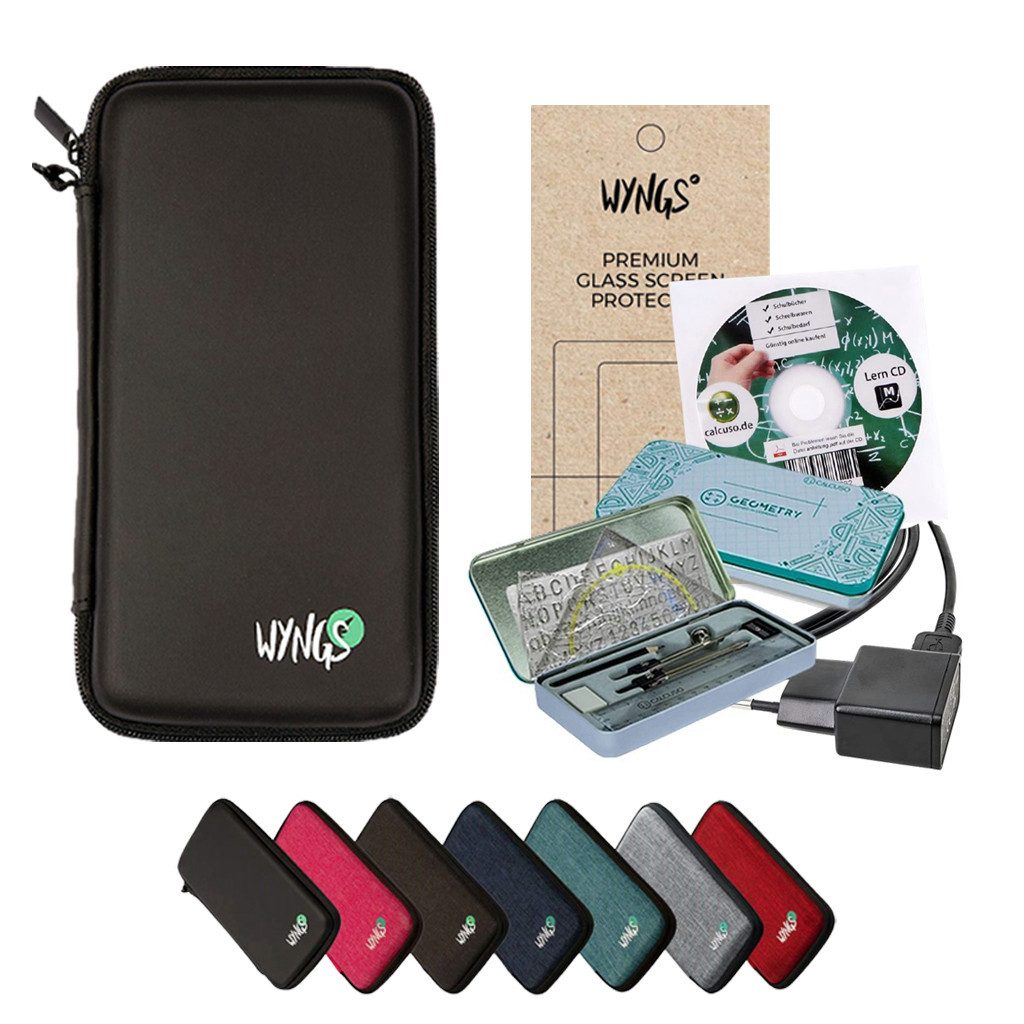 CALCUSO Taschenrechner Zubehör zum TI-84 Plus CE-T Python Edition - Schwarz - Premium Set