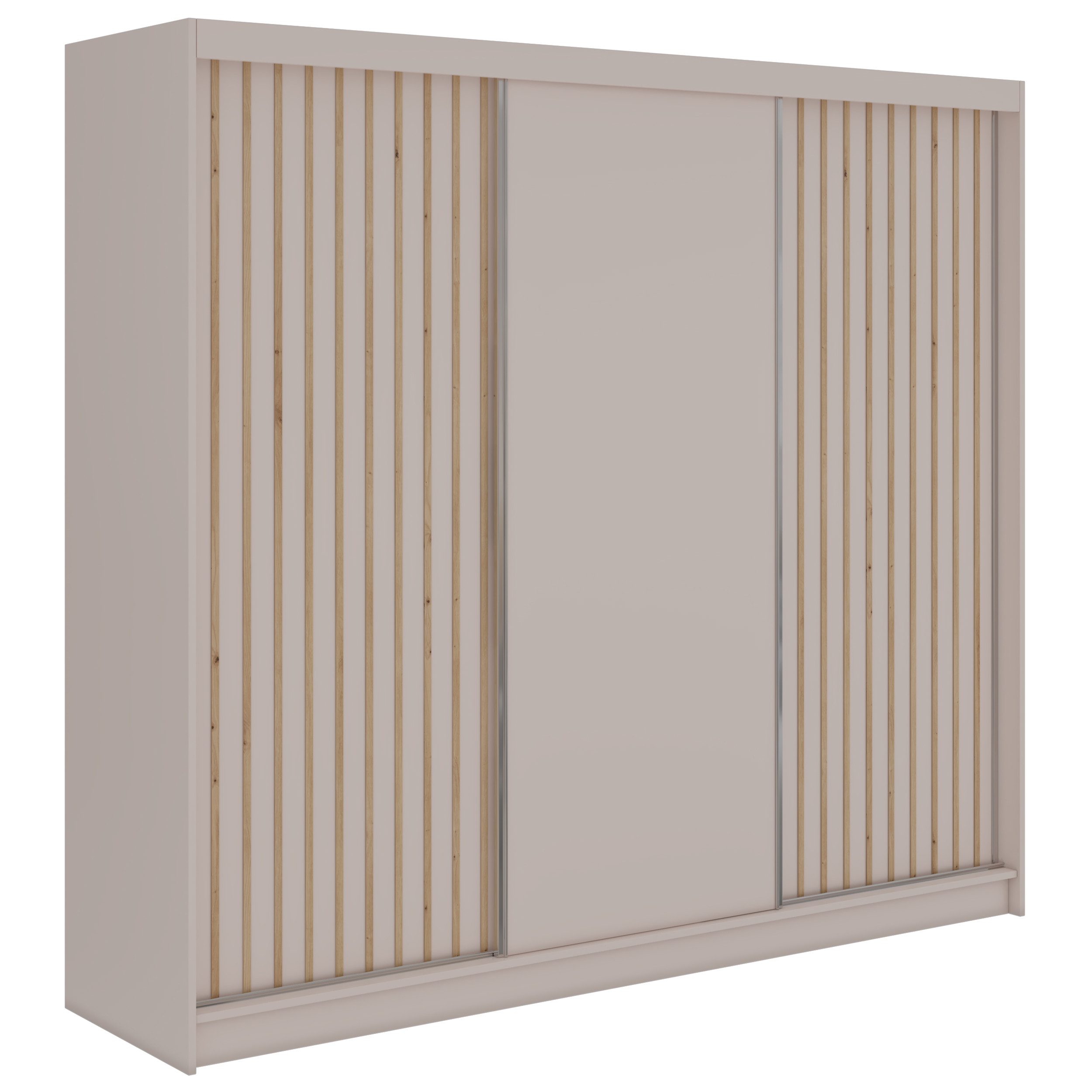 MKS MÖBEL Schiebetürenschrank LUMOS 240 (Set, Schwebetürenschrank mit Griffleisten, Lamellen) Schwebetürenschrank 240 cm breite, mit Lamellen