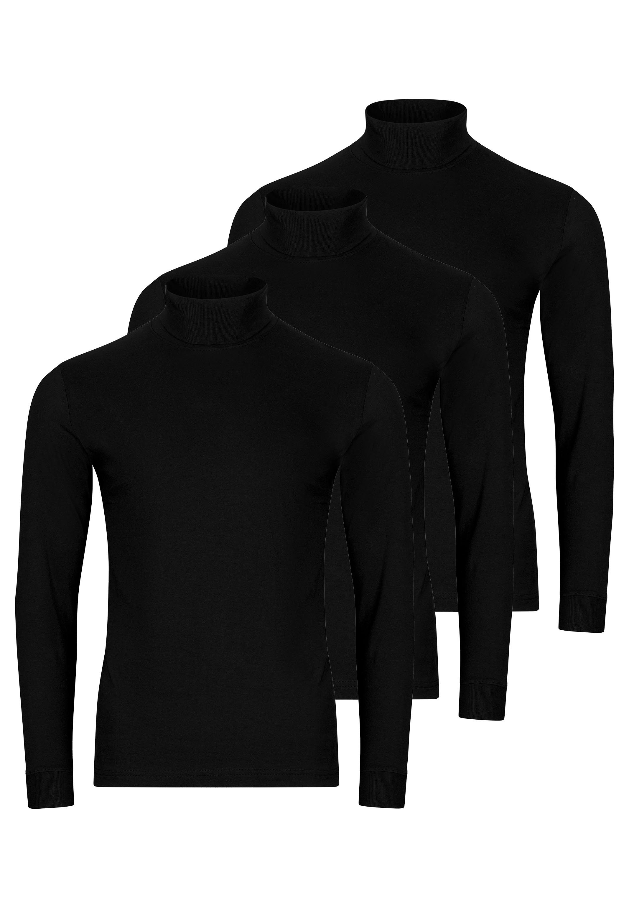 RAGMAN Langarmshirt 3er Pack Basic (Spar-Set, 3-tlg) Rollkragenshirt - Baumwolle - Atmungsaktiv