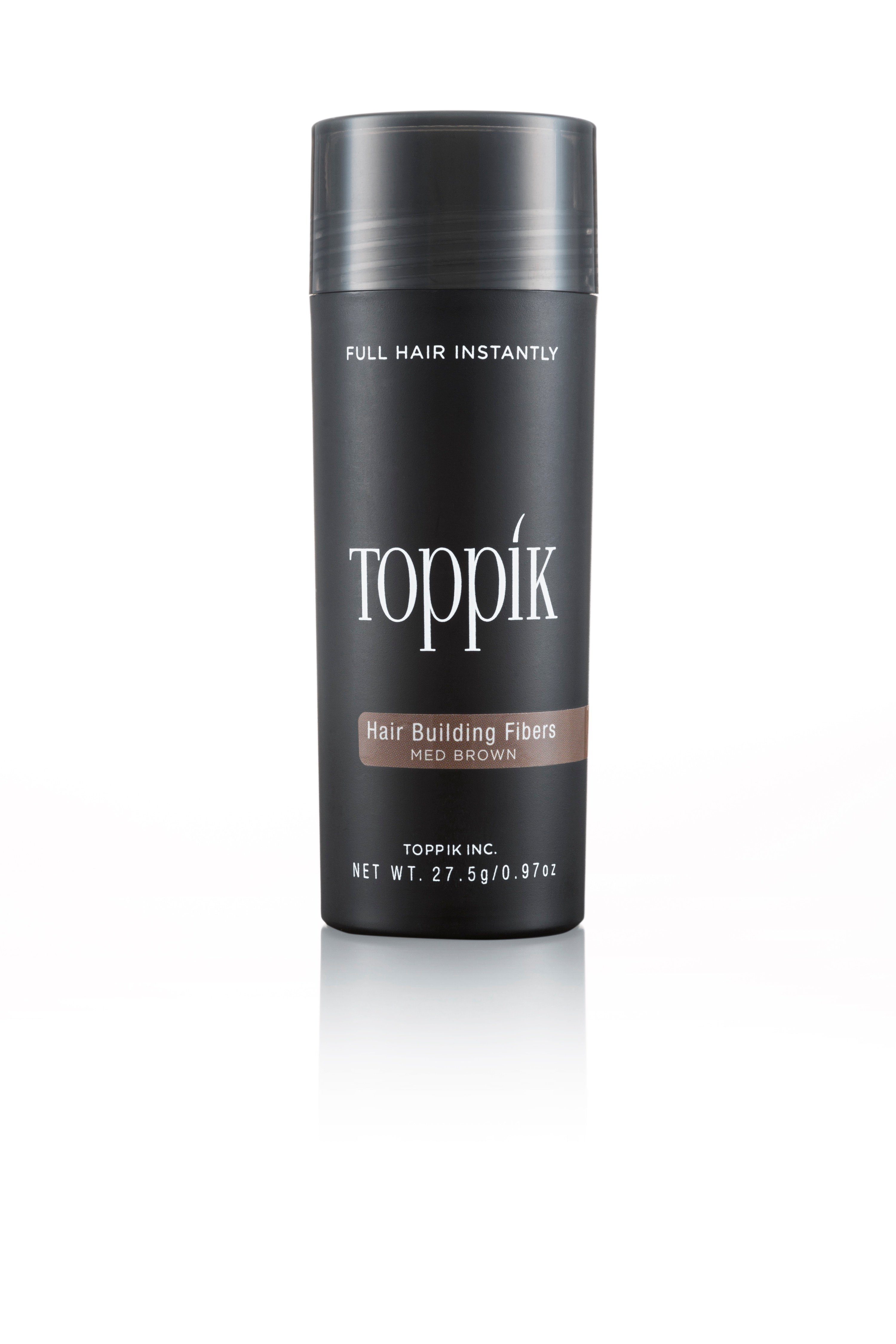 TOPPIK Haarstyling-Set TOPPIK 27,5 Fibers Haarfasern, Mittelbraun Puder, g. Streuhaar, - Haarverdichtung, Schütthaar, Hair
