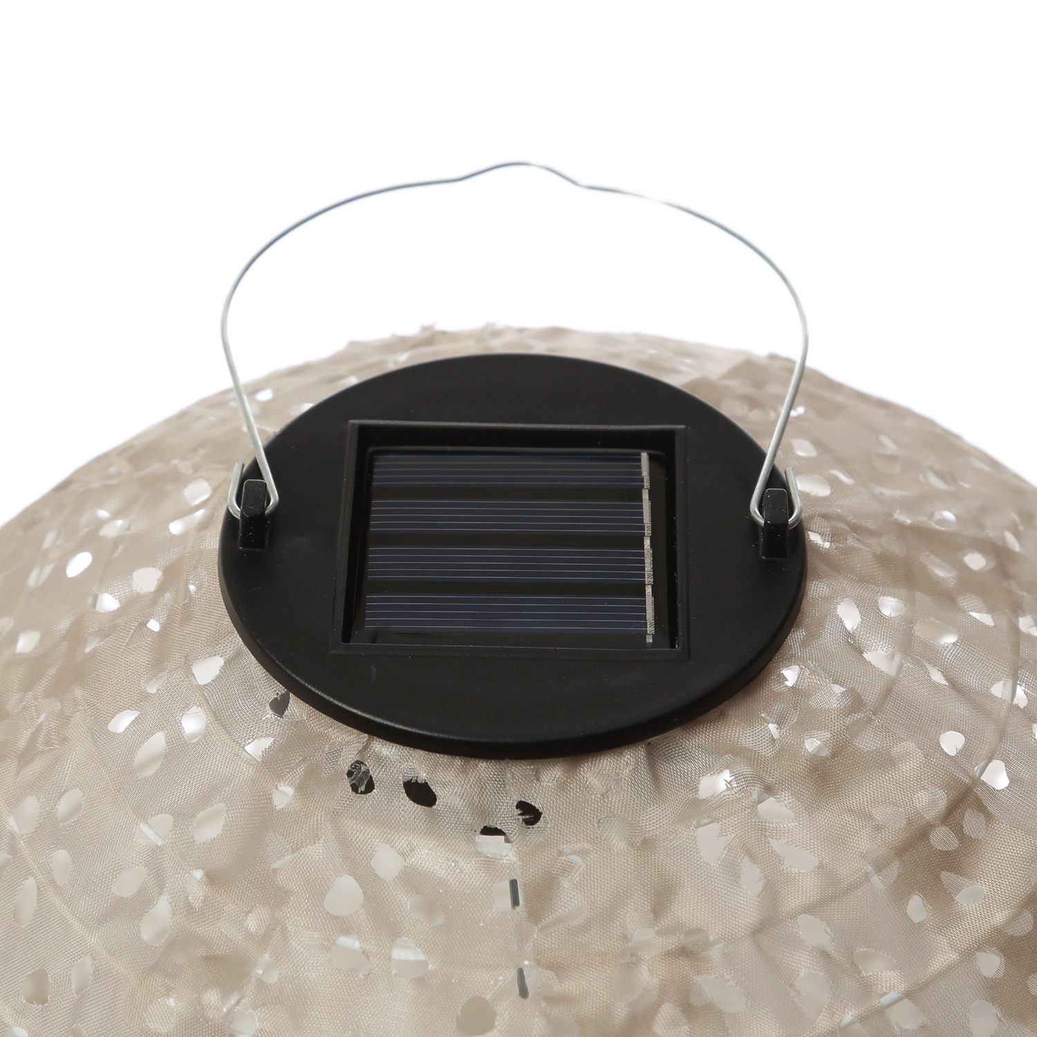 MARELIDA LED Lampion Solar Gartenlampions Blumenmuster beige 25cm Balkon Terrasse 2 Stück, LED Classic, warmweiß (2100K bis 3000K)