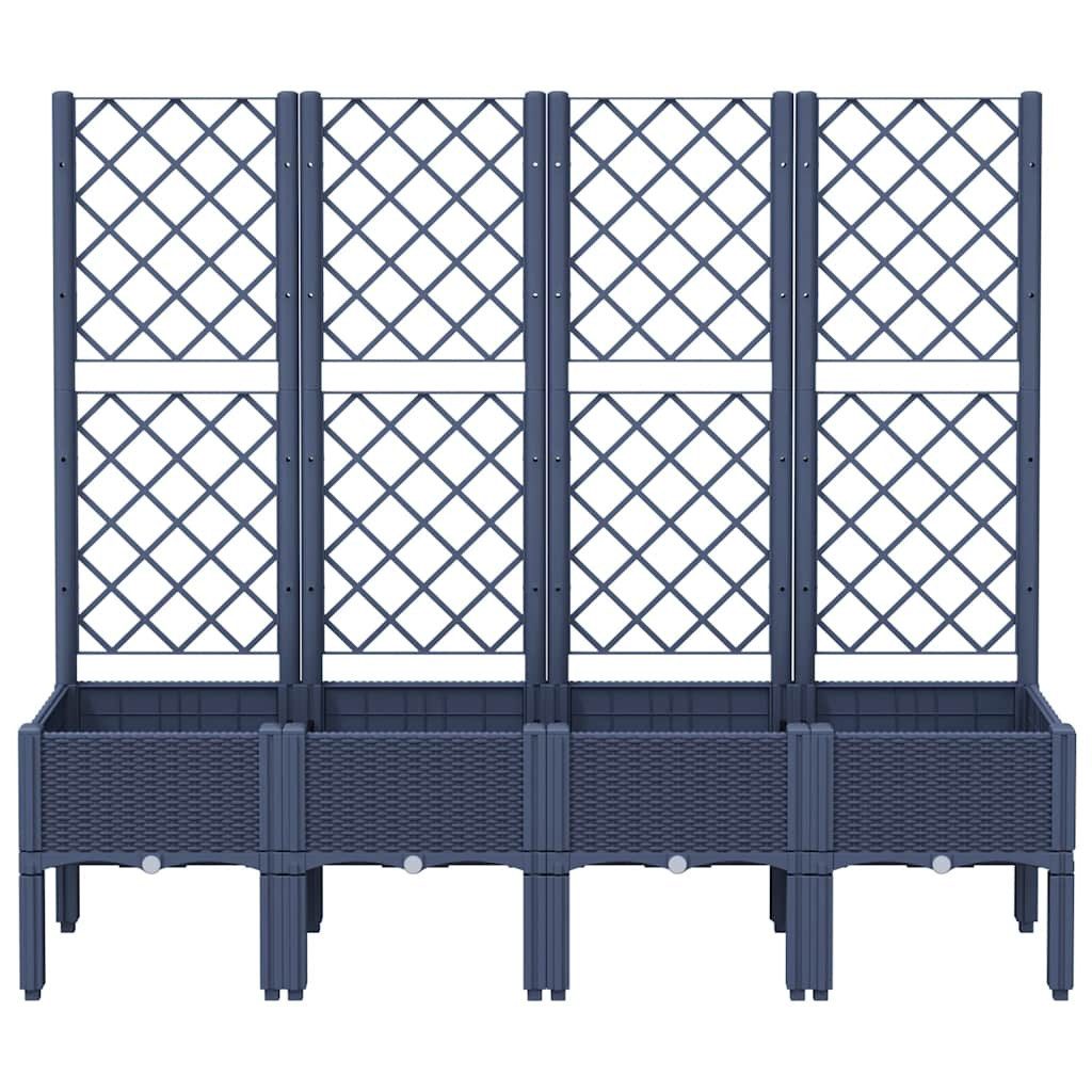 vidaXL Blumentopf Pflanzkübel mit Rankgitter Blaugrau 160x40x142 cm PP (1 St)