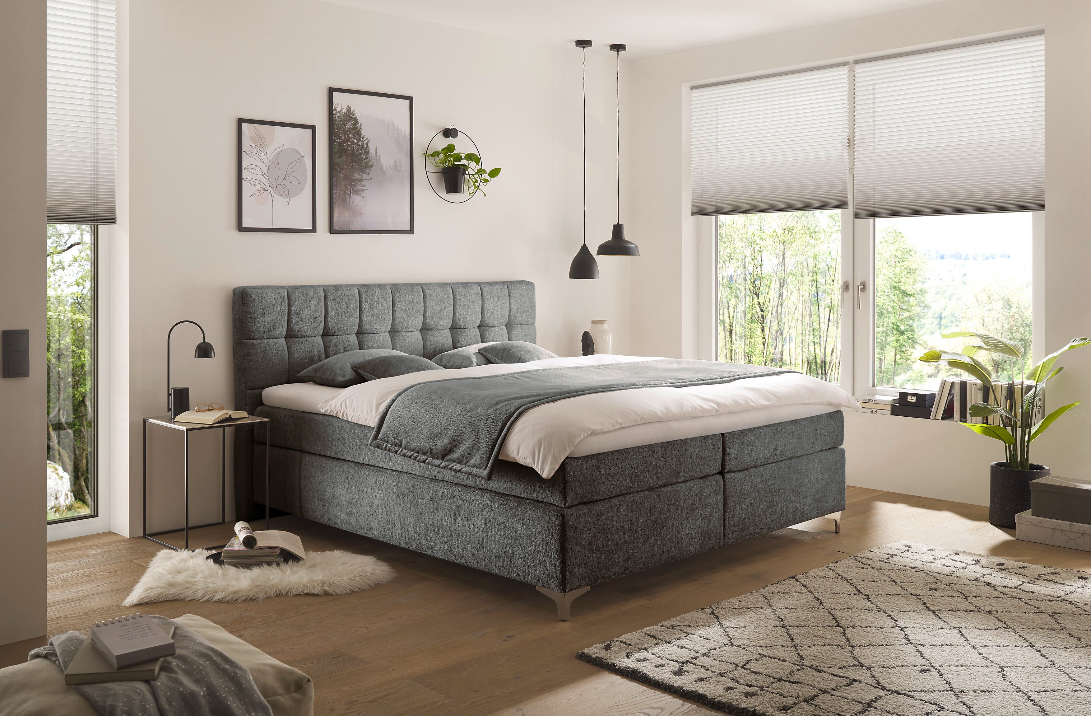 hapo Boxspringbett Neyla erhältlich in den Breiten 100, 160, 180 & 200cm, in verschiedenen Matratzenqualitäten, Härtegraden und Farben verfügbar