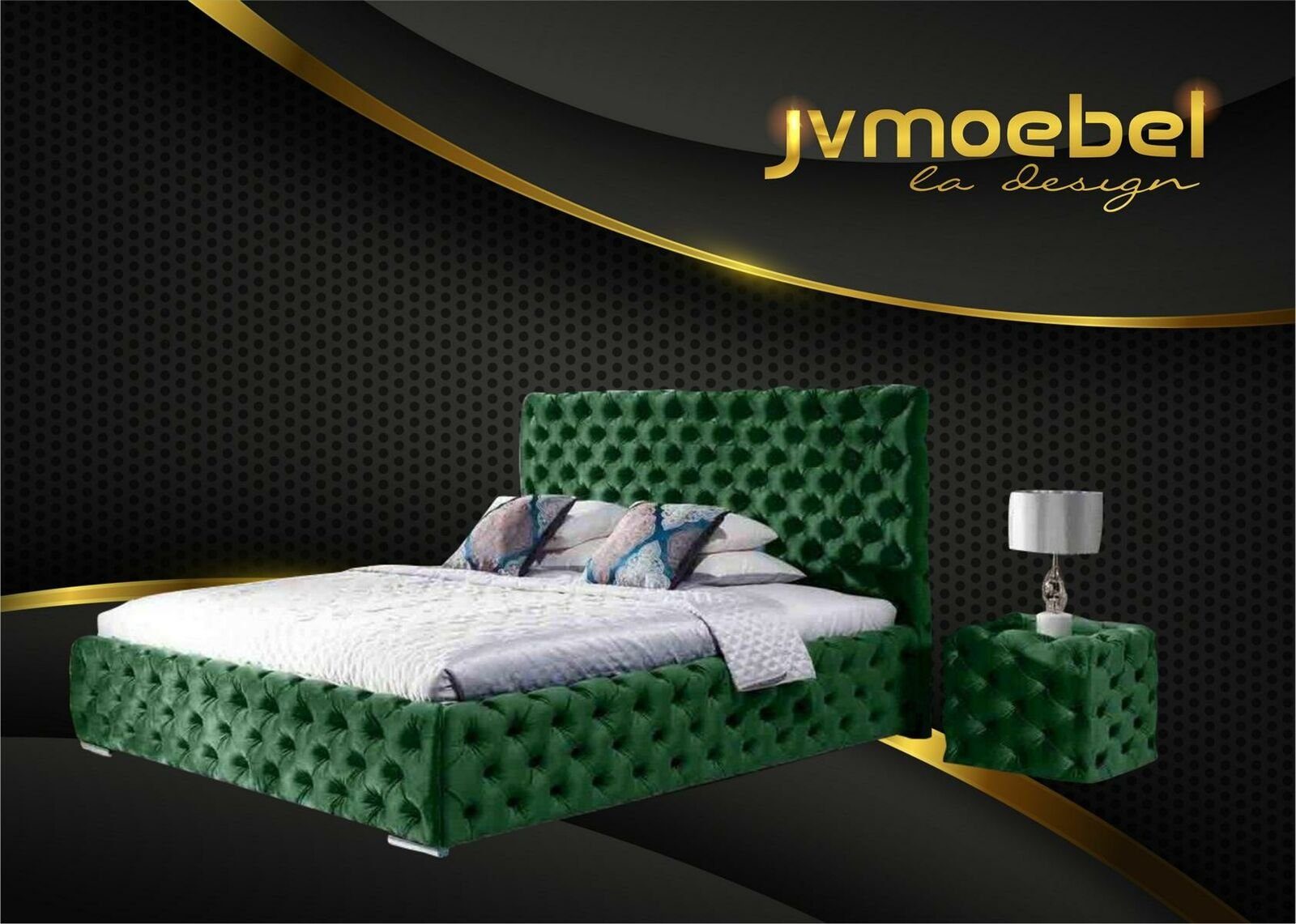JVmoebel Bett, Bett Schlafzimmer Set Design Möbel Modern Betten Chesterfield Grün