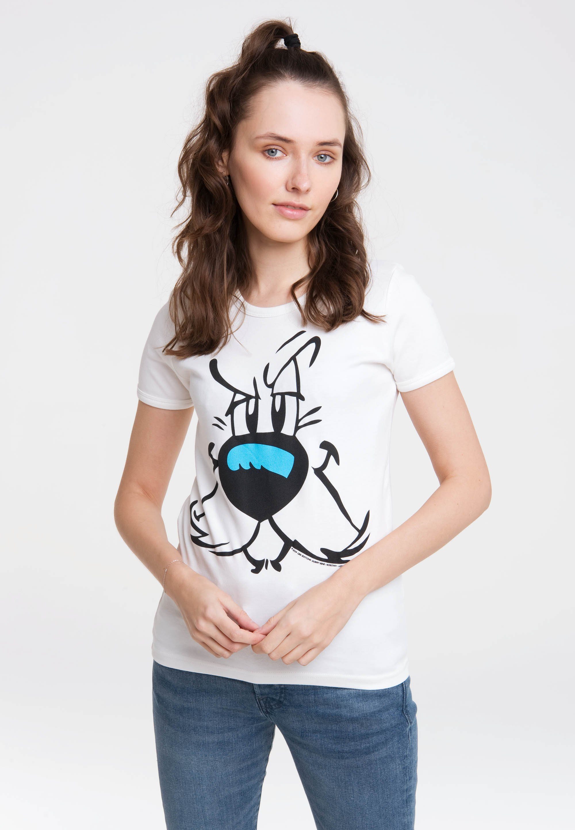 LOGOSHIRT T-Shirt Asterix - Idefix Originaldesign mit Gesicht lizenziertem